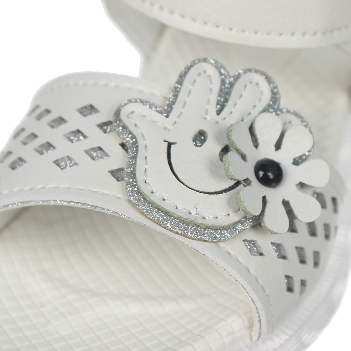 Sandal bé gái đính hoa AC20 (Trắng) Size 23 hình 4