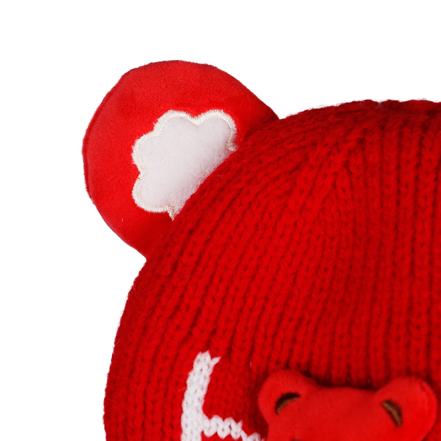 Mũ len in hình gấu 2 dây AC21D ( Đỏ ) hình 3