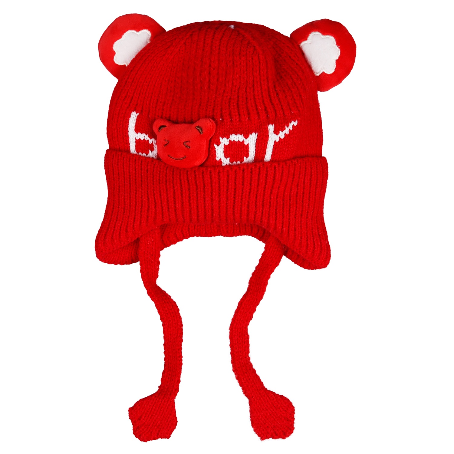 Mũ len in hình gấu 2 dây AC21D ( Đỏ ) hình 1