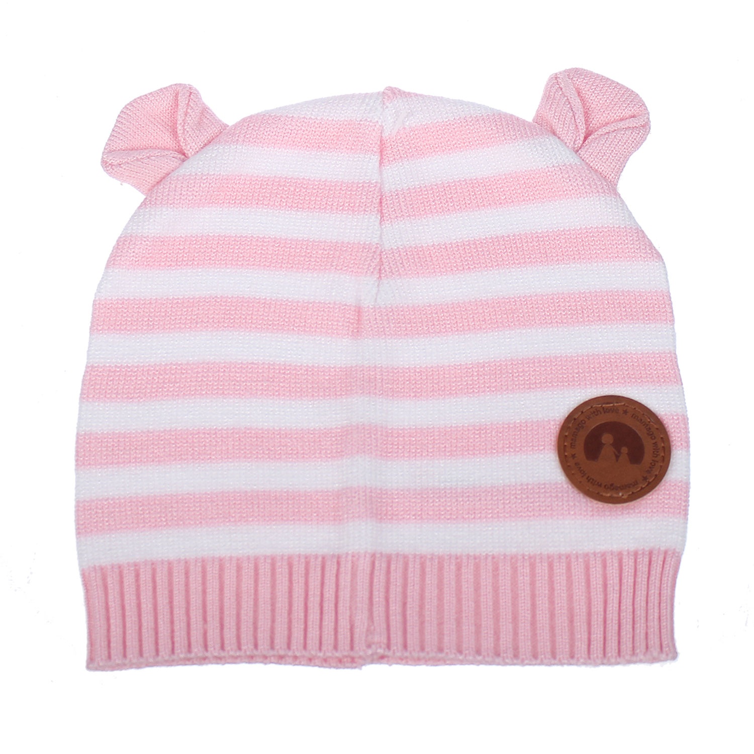 Mũ len 2 tai Mamago NĐ19D kẻ hồng Mũ len 2 tai Mamago NĐ19D kẻ hồng hình 1