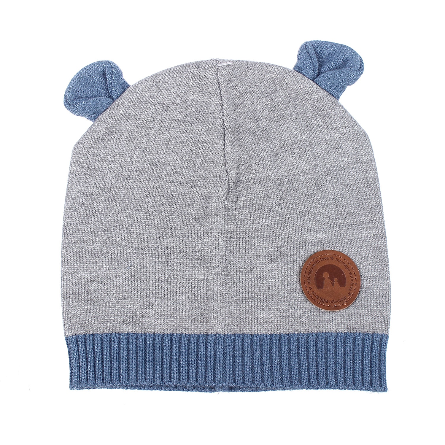 Mũ len 2 tai nâu viền xanh Mamago NĐ19D hình 1