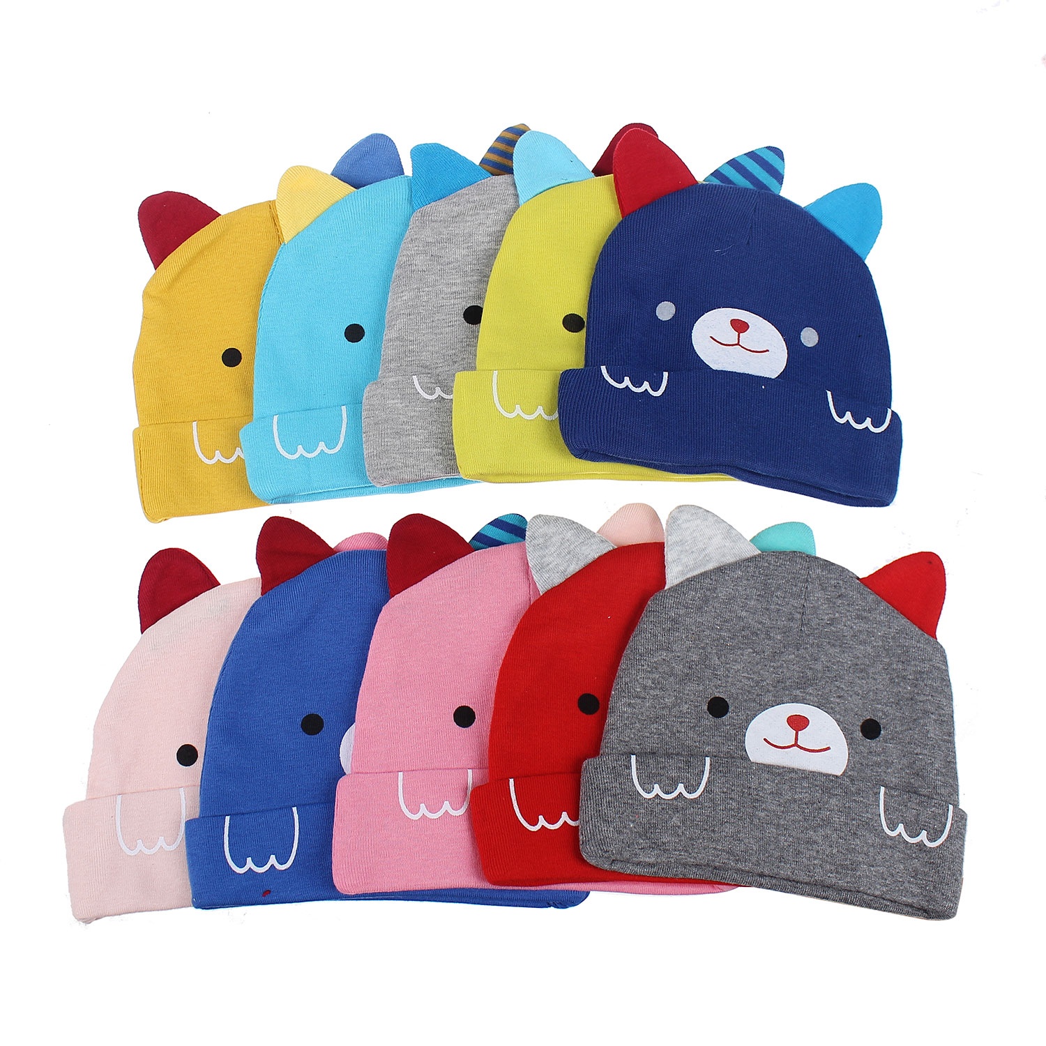 Mũ trẻ em in hình cún tai kẻ QQ Mũ trẻ em in hình cún tai kẻ QQ hình 1