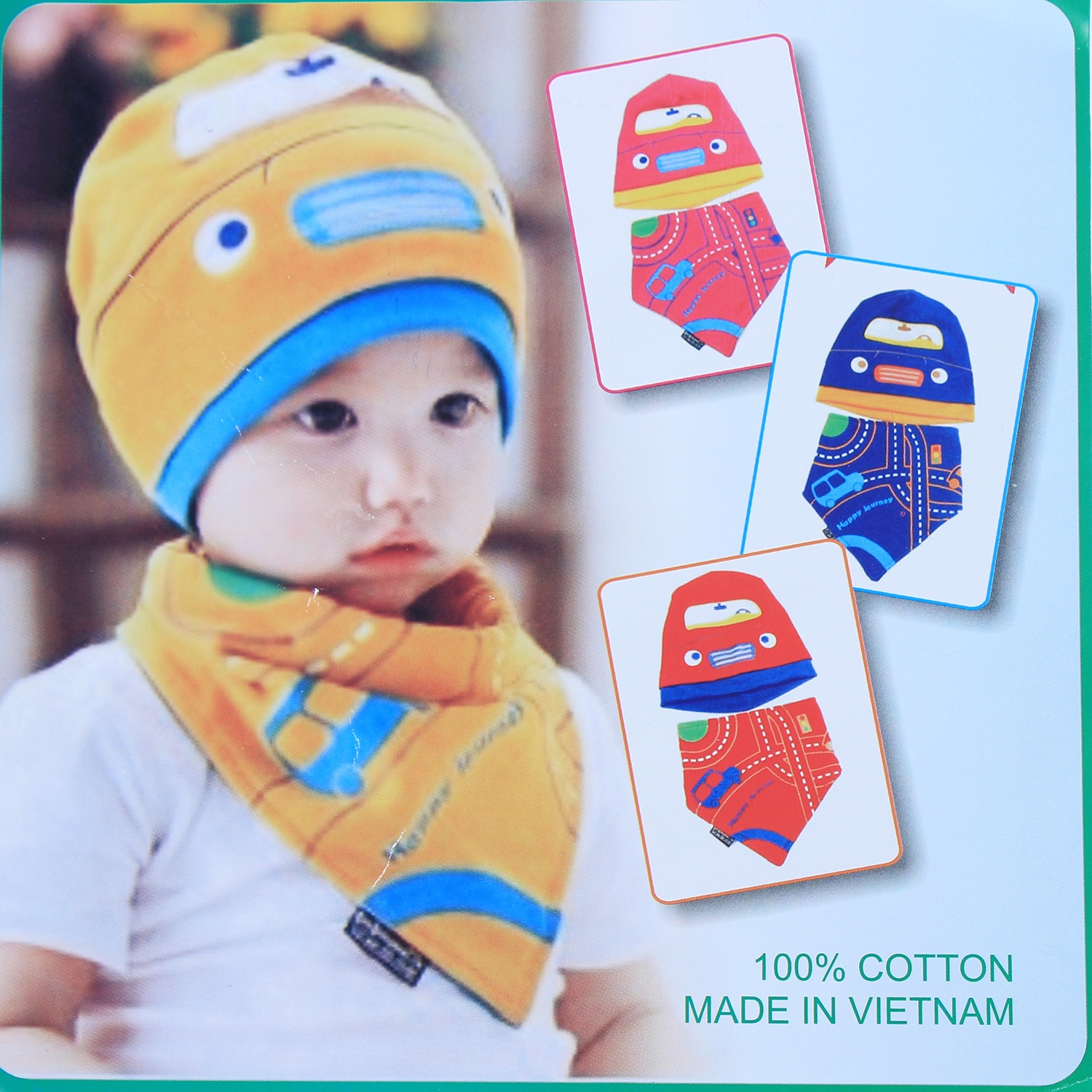 Bộ khăn, mũ in ô tô QQ hình 4