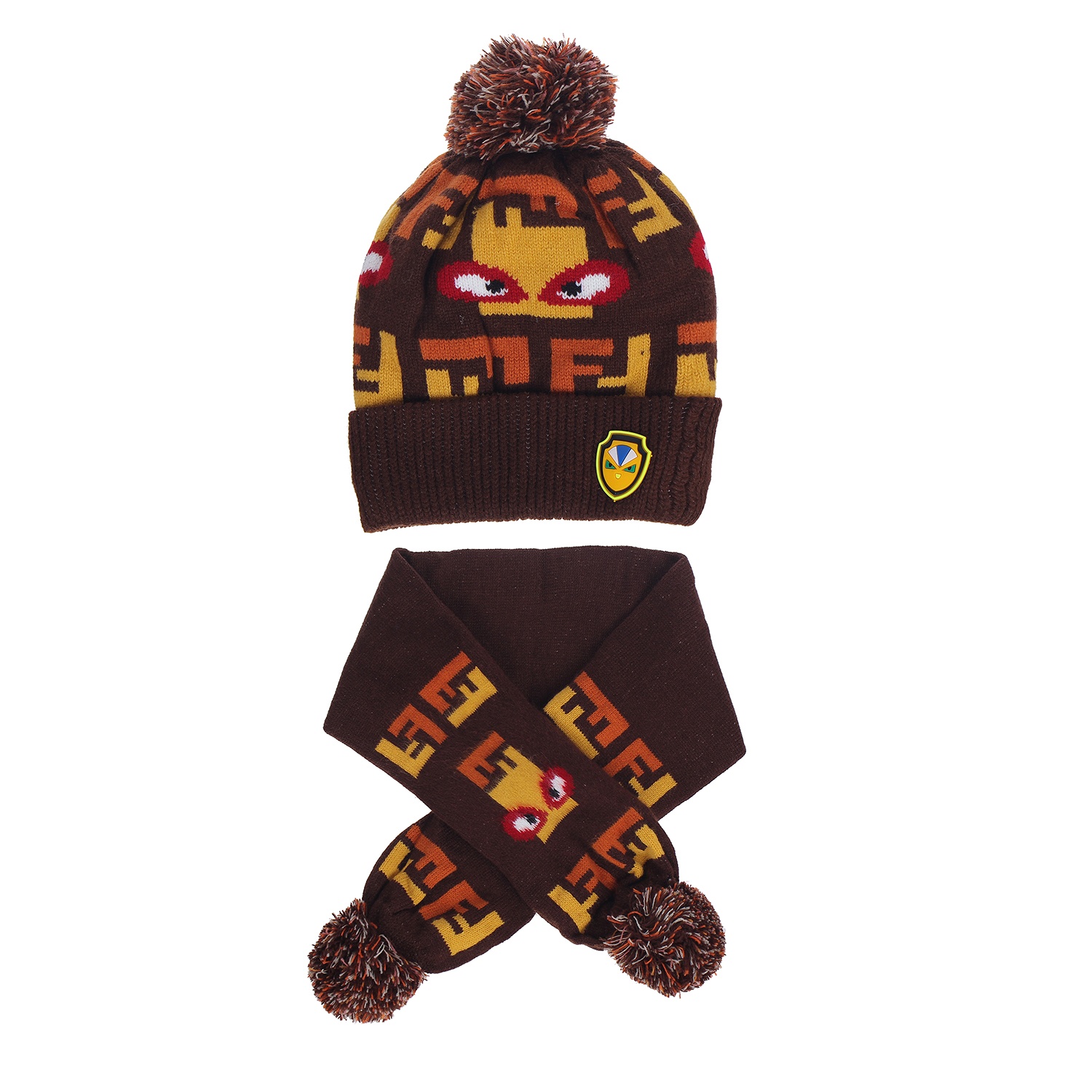 Bộ khăn mũ len in hình ô tô hình 1