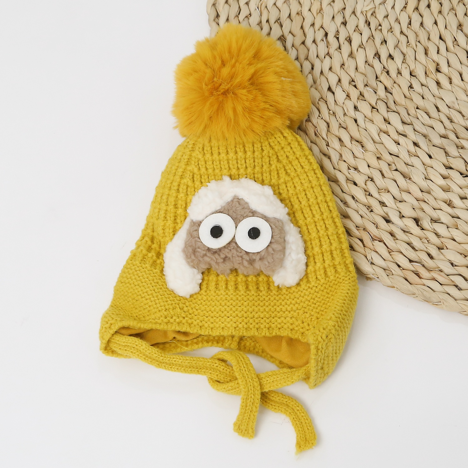 Mũ len hai dây mắt cừu 24K-B01 ( Vàng ) hình 1