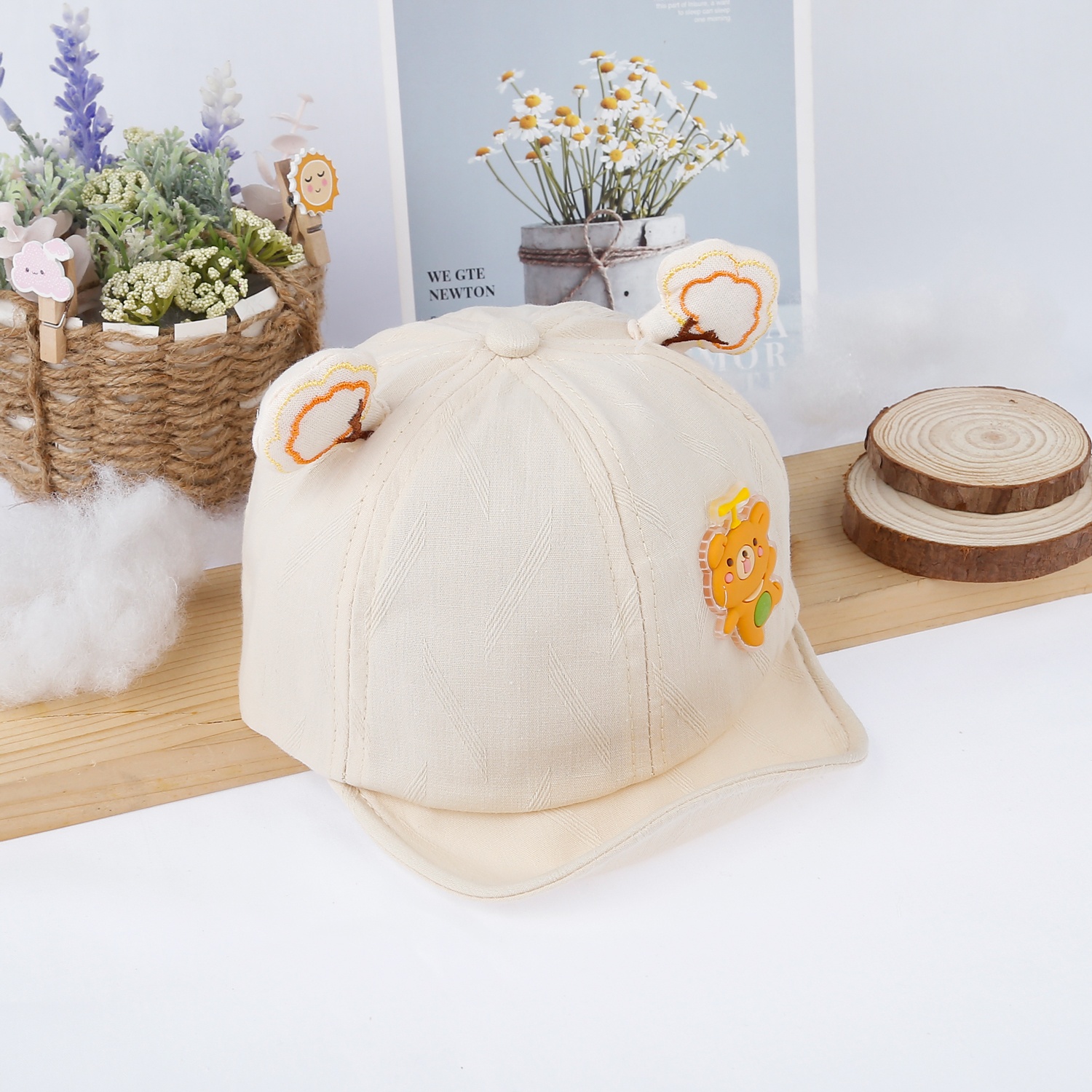 Mũ thời trang KidsPlaza lưỡi trai hình gấu 23K-H15 be s48 hình 2