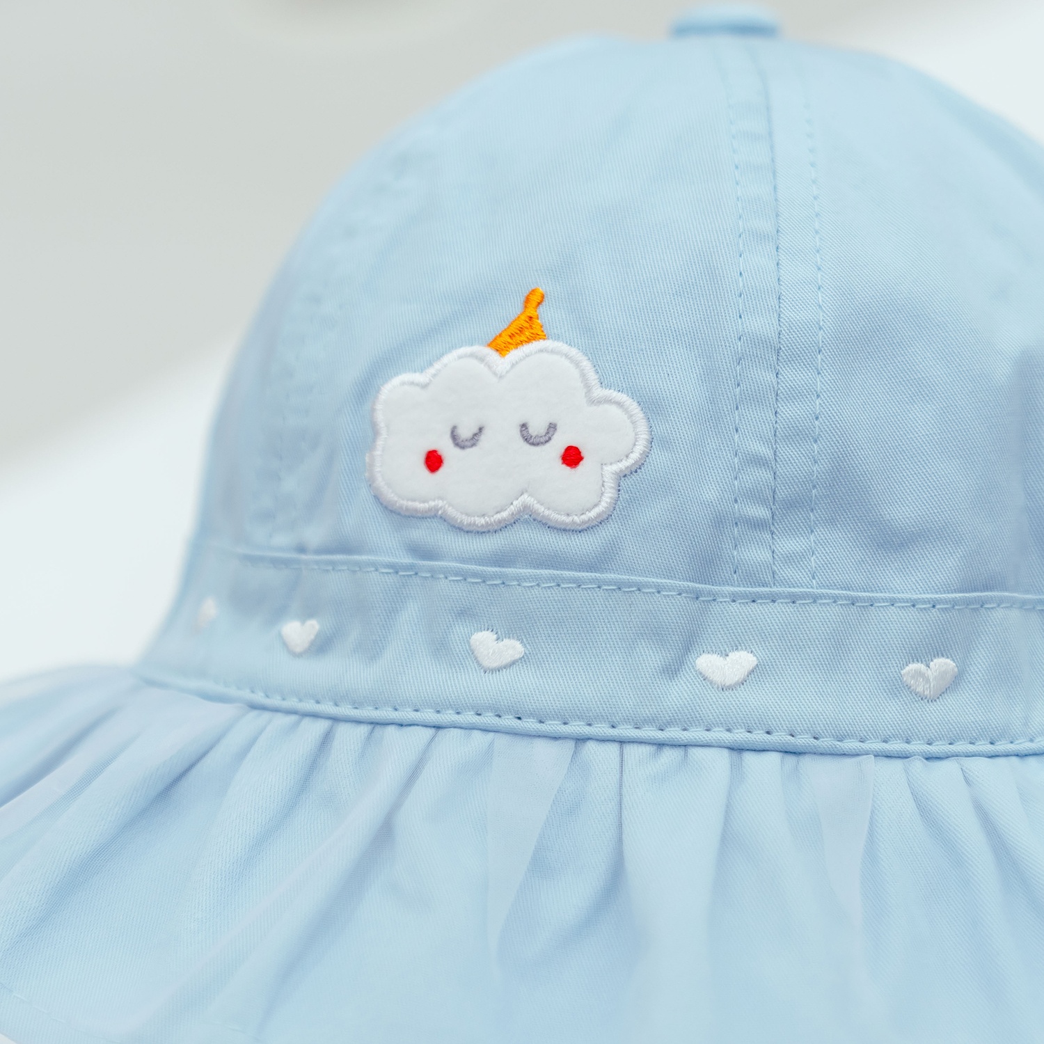 Mũ vành bé gái phủ voan Kidsplaza thêu mây DN26 (Xanh) hình 2