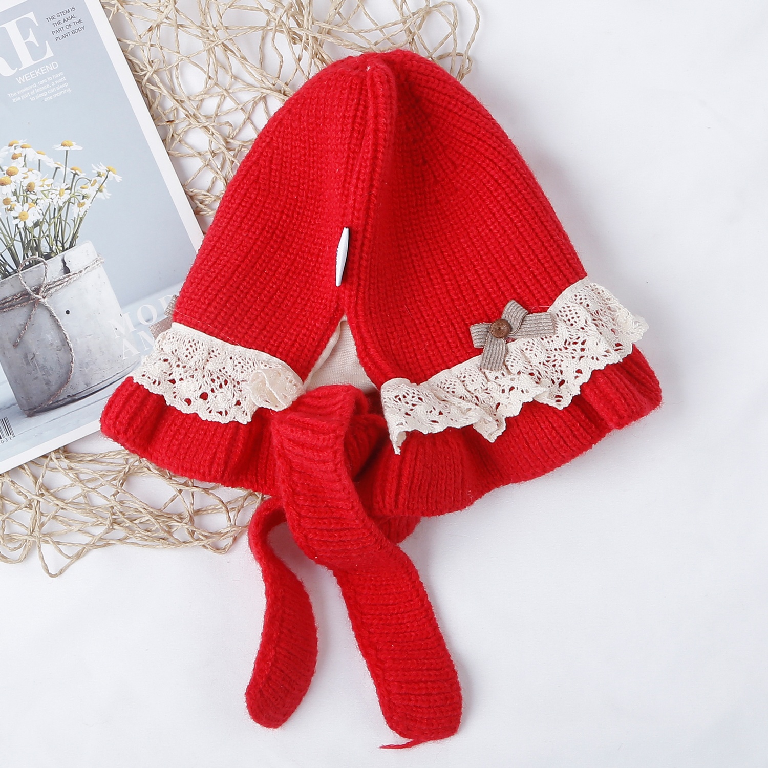 Mũ len KidsPlaza đính nơ 25K-B05 (Đỏ)