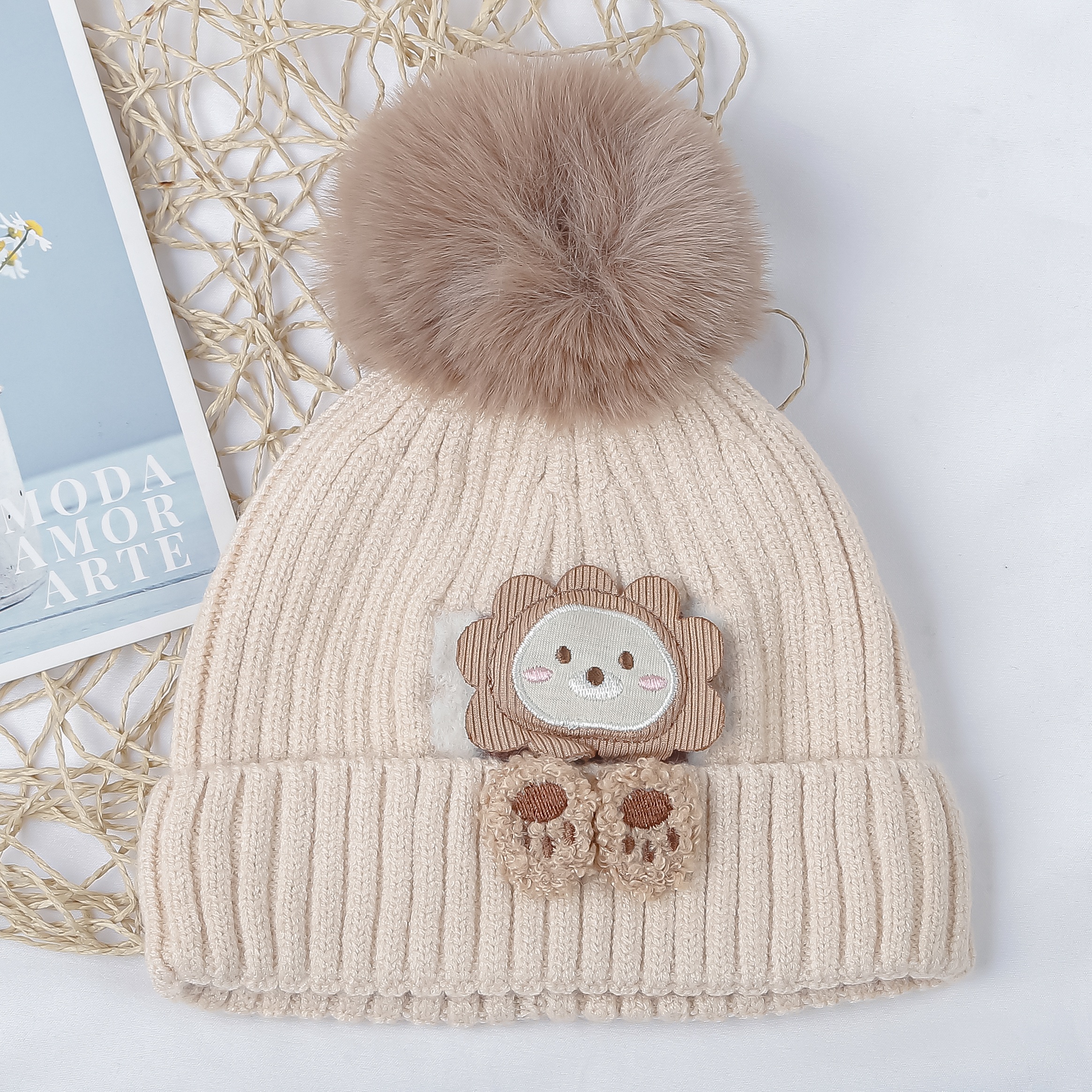 Mũ len KidsPlaza gắn sư tử 25K-B07 (Be)