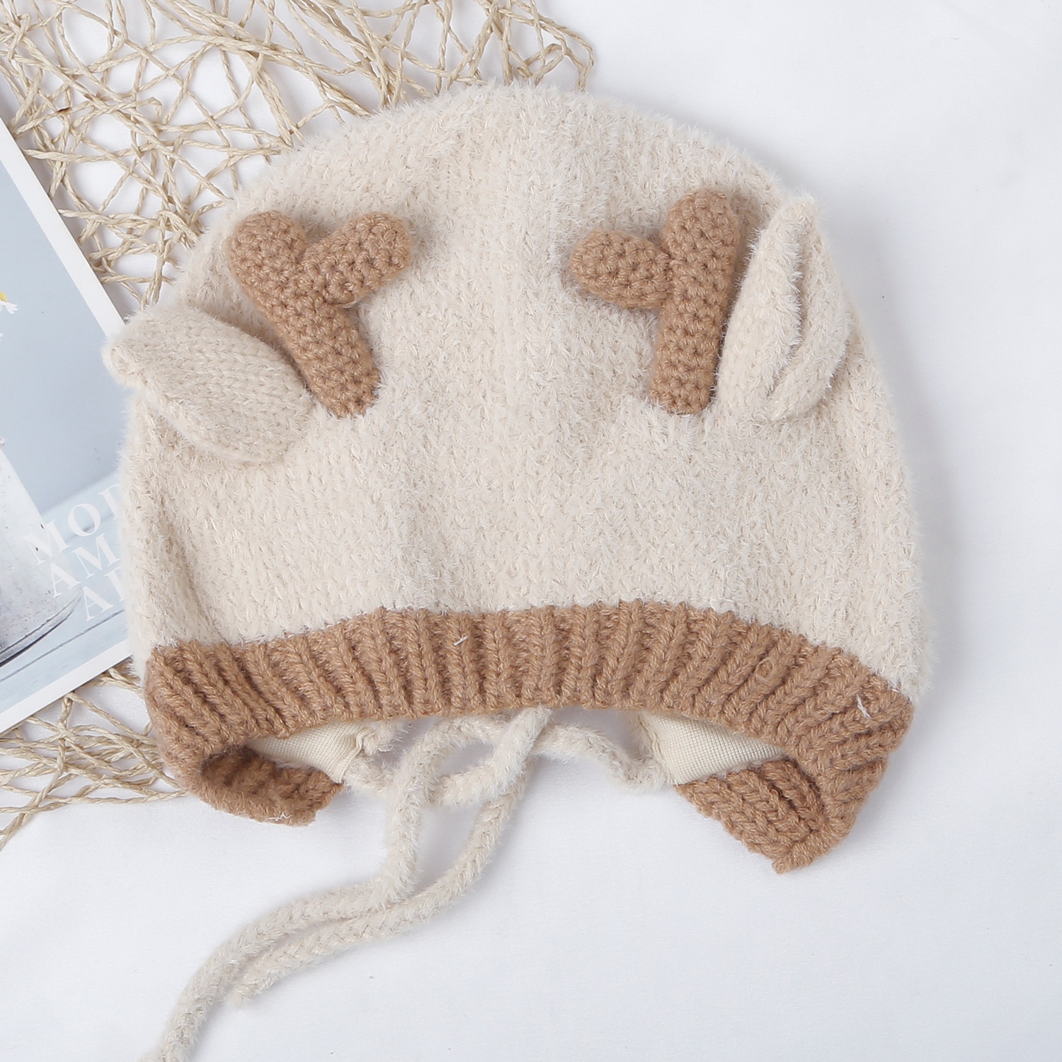 Mũ len KidsPlaza sừng tuần lộc 25K-B08 (Be)