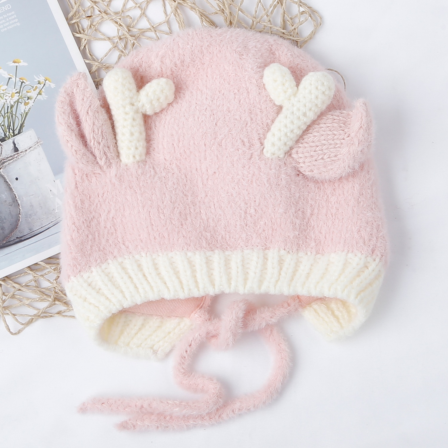 Mũ len KidsPlaza sừng tuần lộc 25K-B08 (Hồng) hình 1