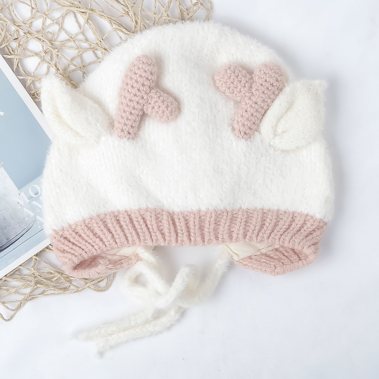 Mũ len KidsPlaza sừng tuần lộc 25K-B08 (Trắng) hình 1