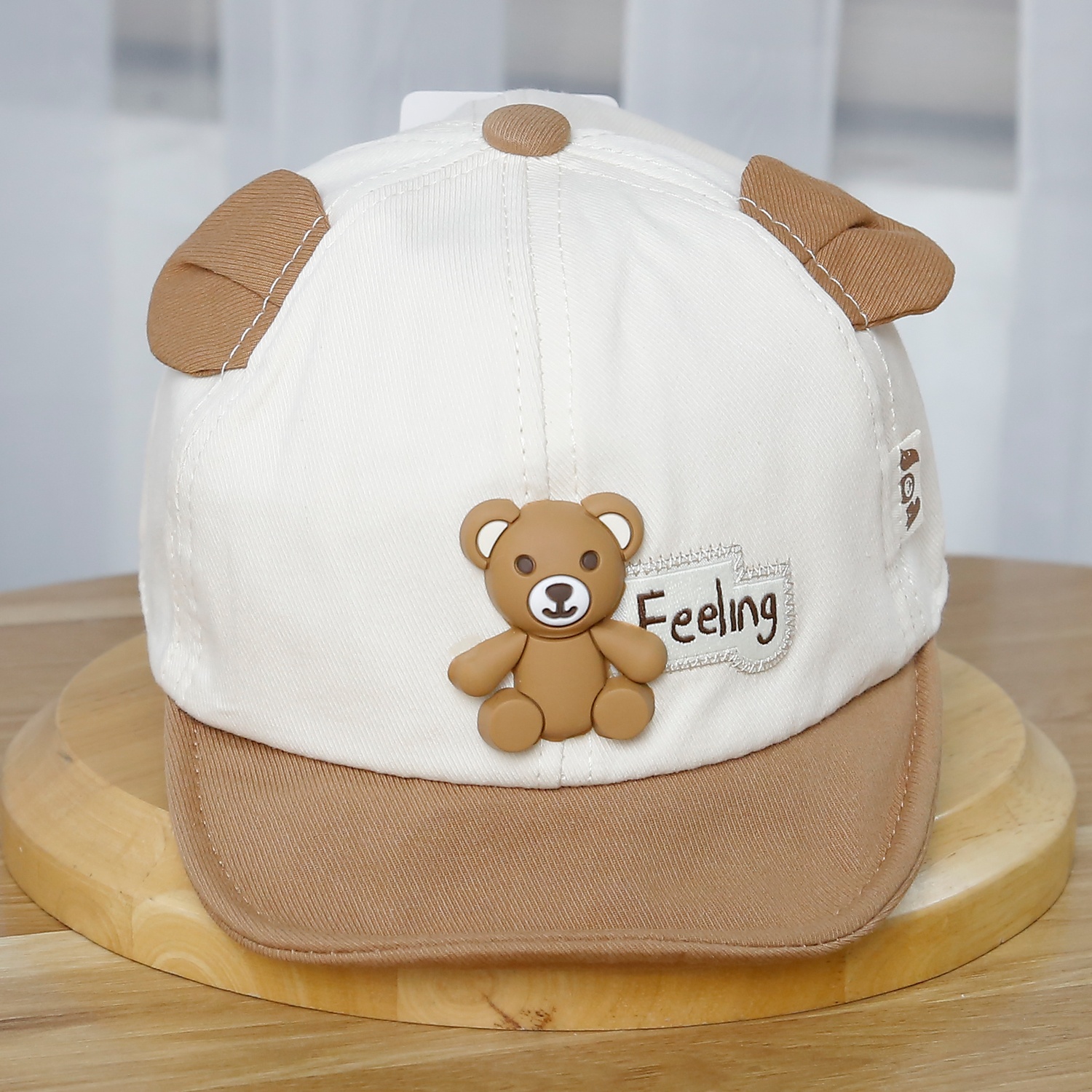 Mũ lưỡi trai KidsPlaza đính gấu 25K-H08 Size 48 (Be)