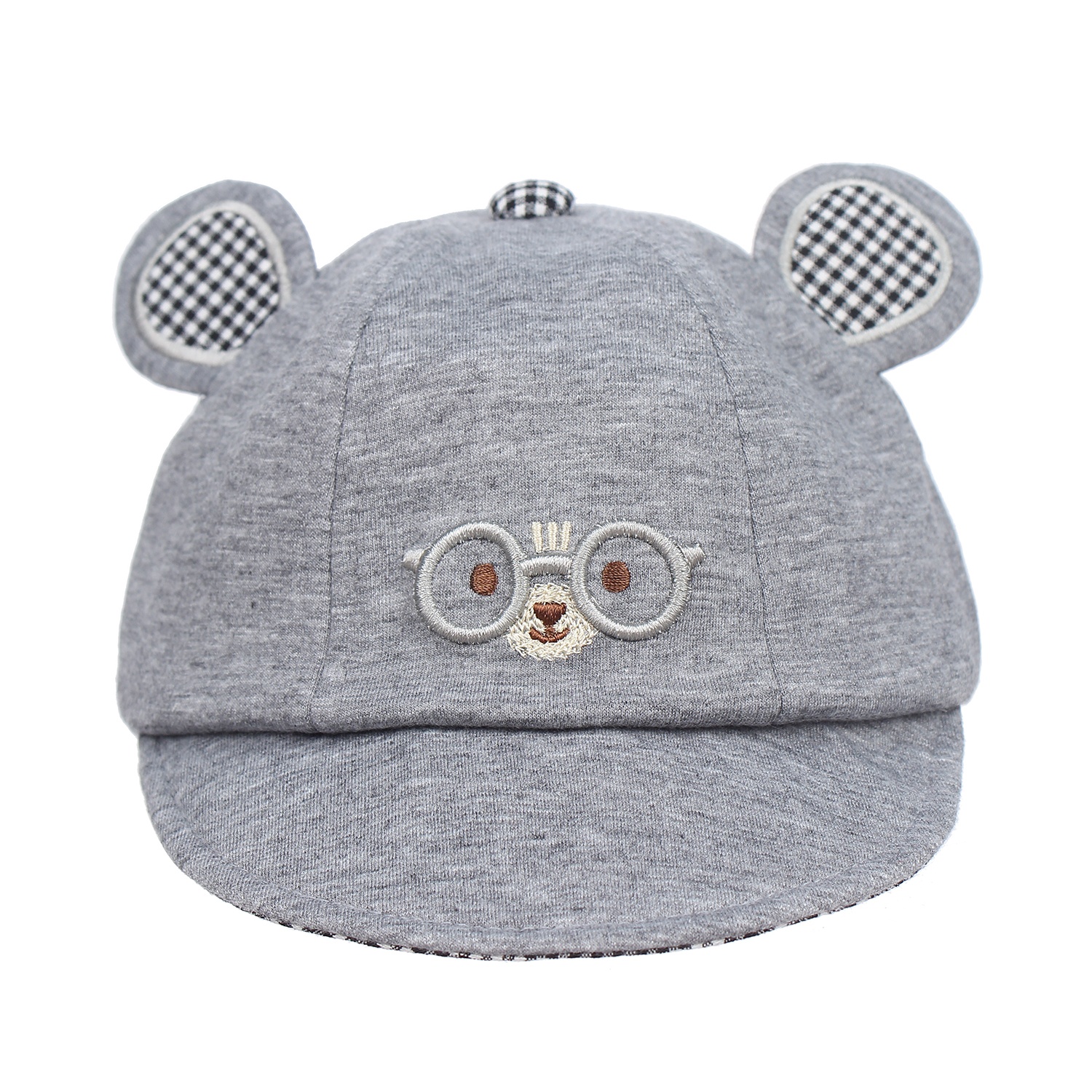 Mũ lưỡi trai KidsPlaza họa tiết tai kẻ caro thêu mặt chú gấu DN20D hình 1