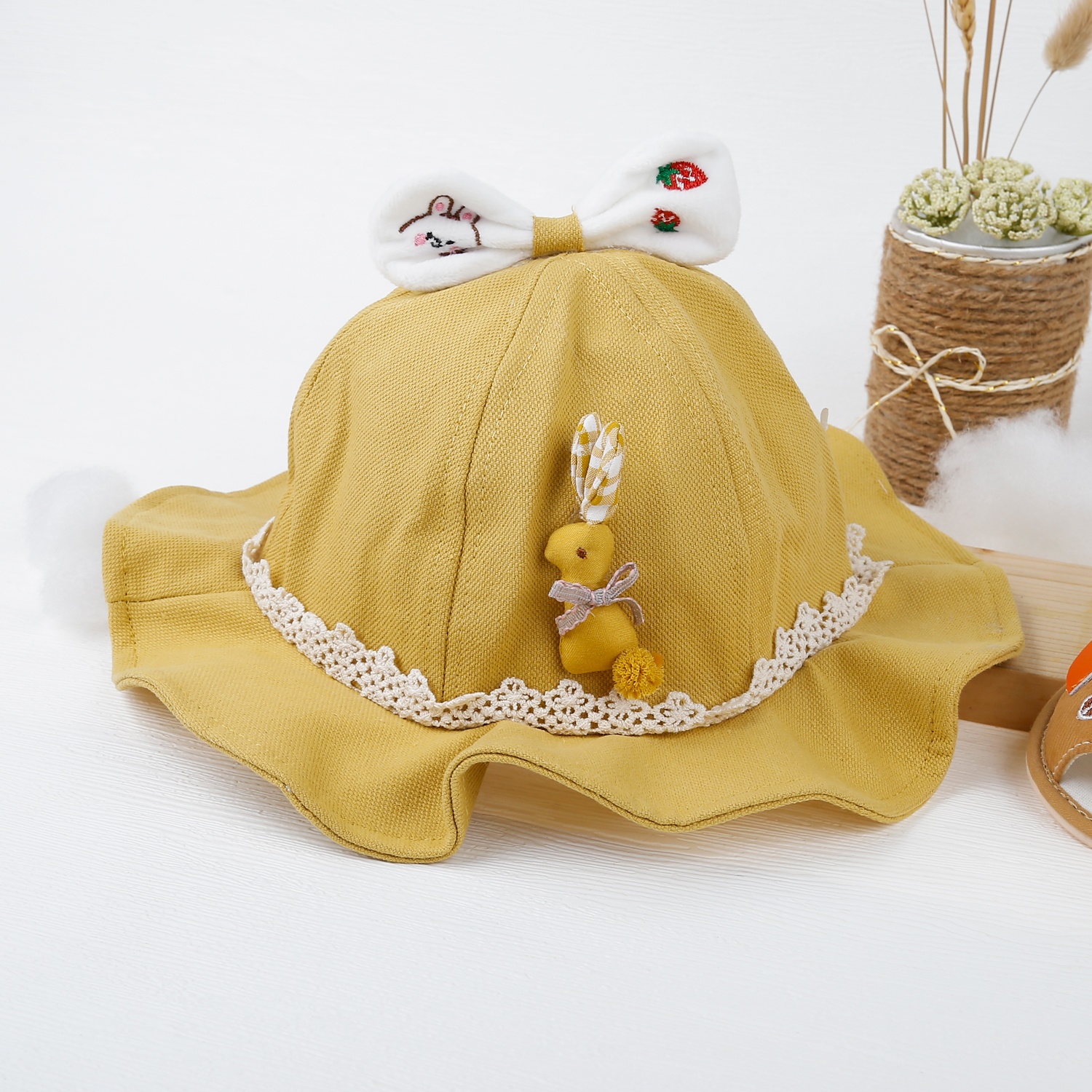 Mũ thời trang KidsPlaza đính nơ 23K-H09 s50 (Vàng) hình 2