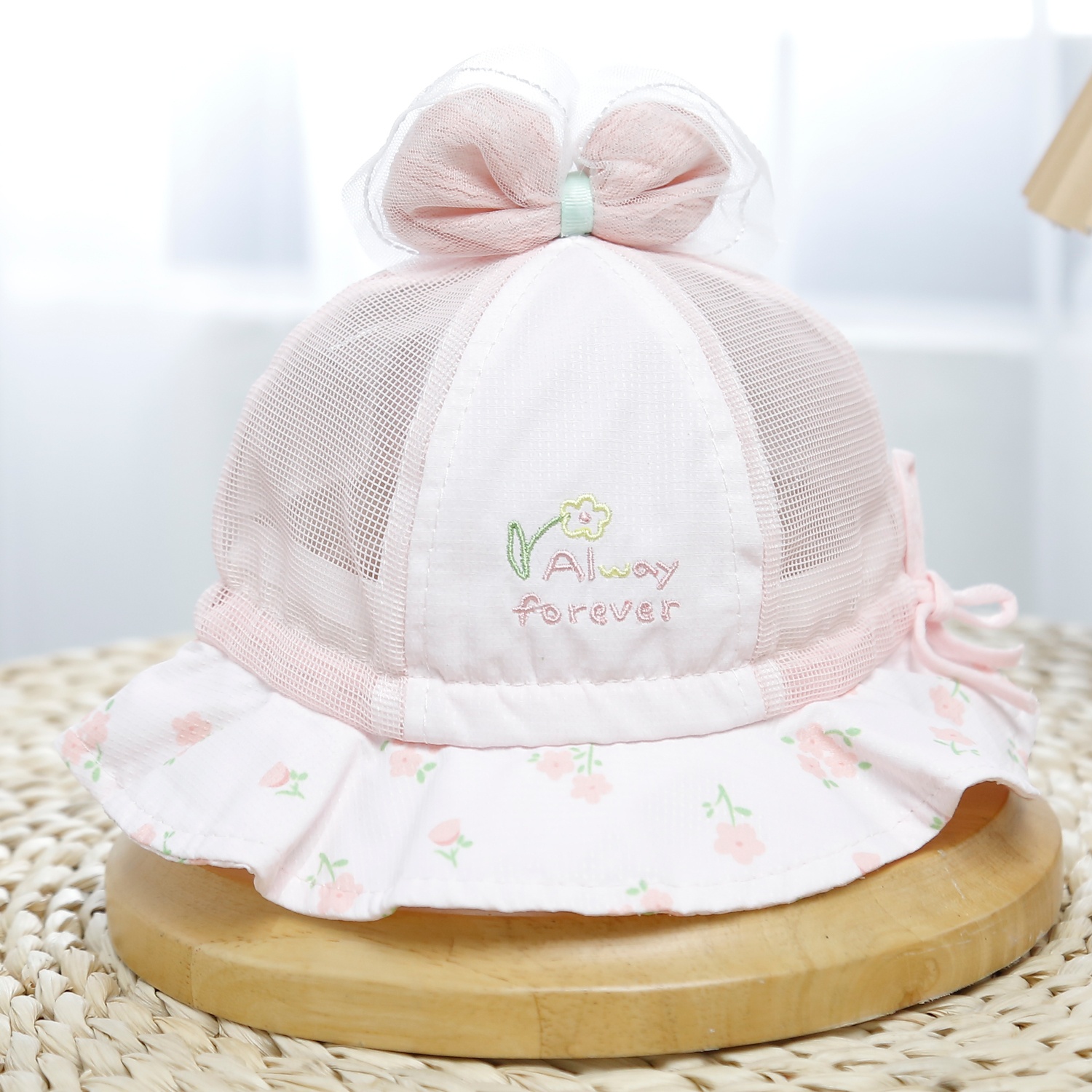 Mũ thời trang KidsPlaza đính nơ 25K-H16 Size 46 (Hồng)