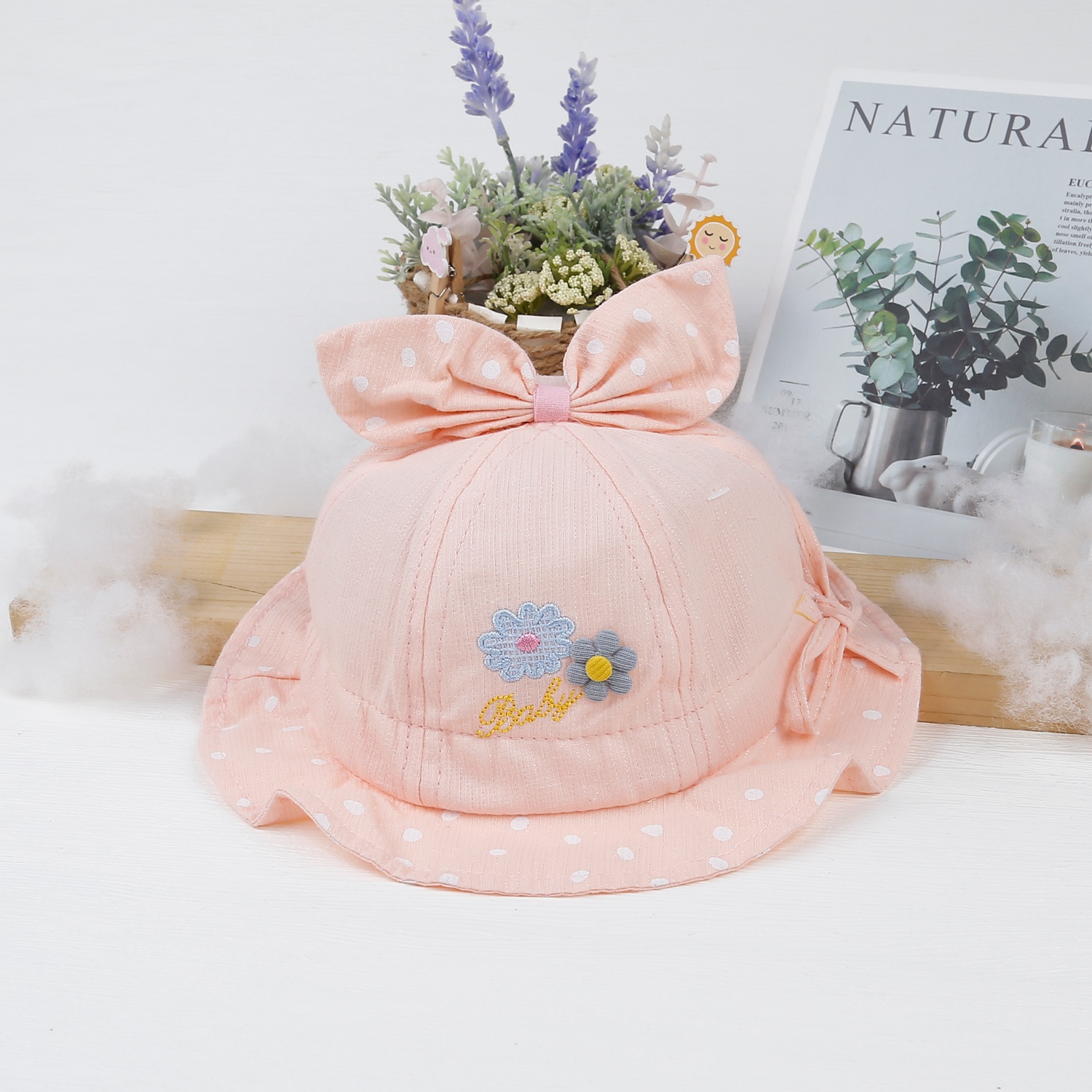 Mũ thời trang KidsPlaza thêu hoa 23K-H17 (Hồng đào) hình 1