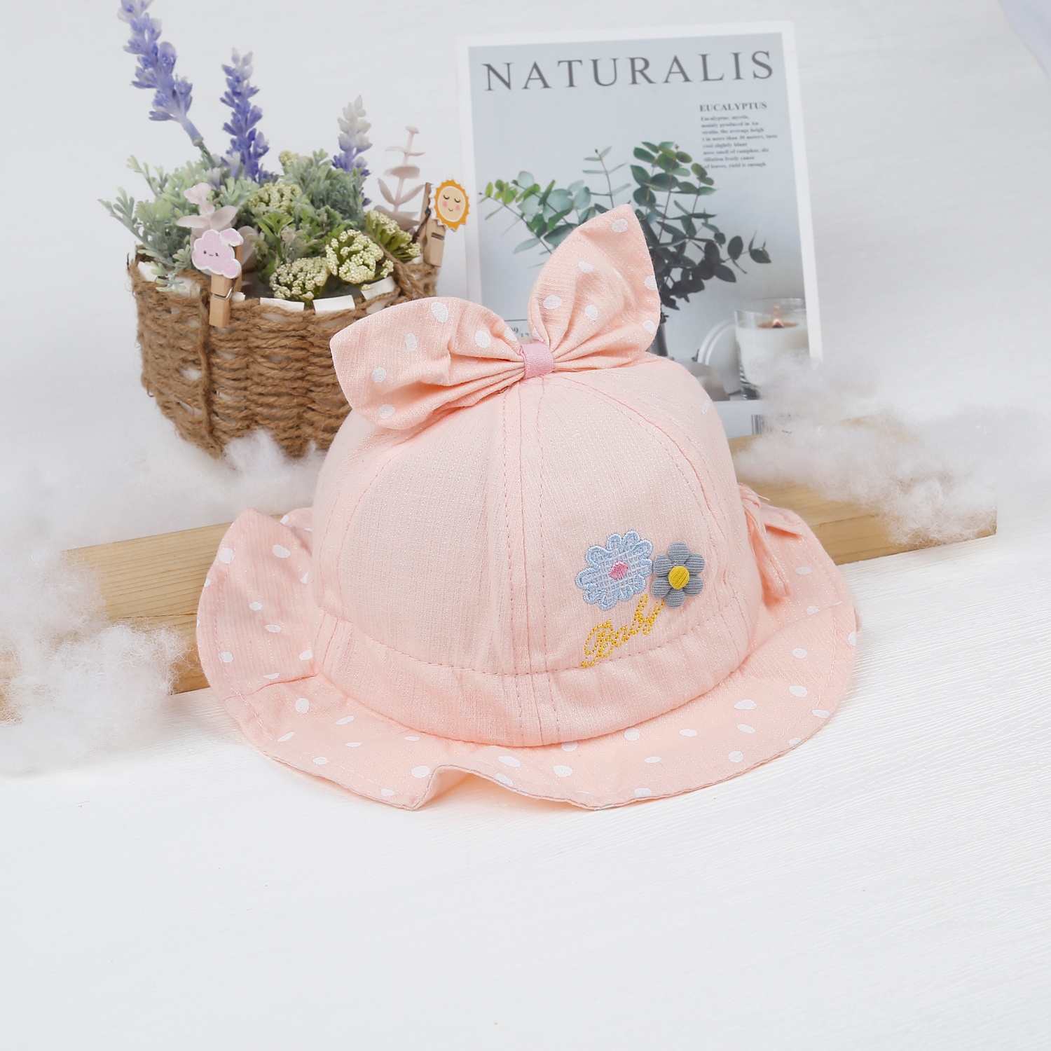 Mũ thời trang KidsPlaza thêu hoa 23K-H17 (Hồng đào) hình 2