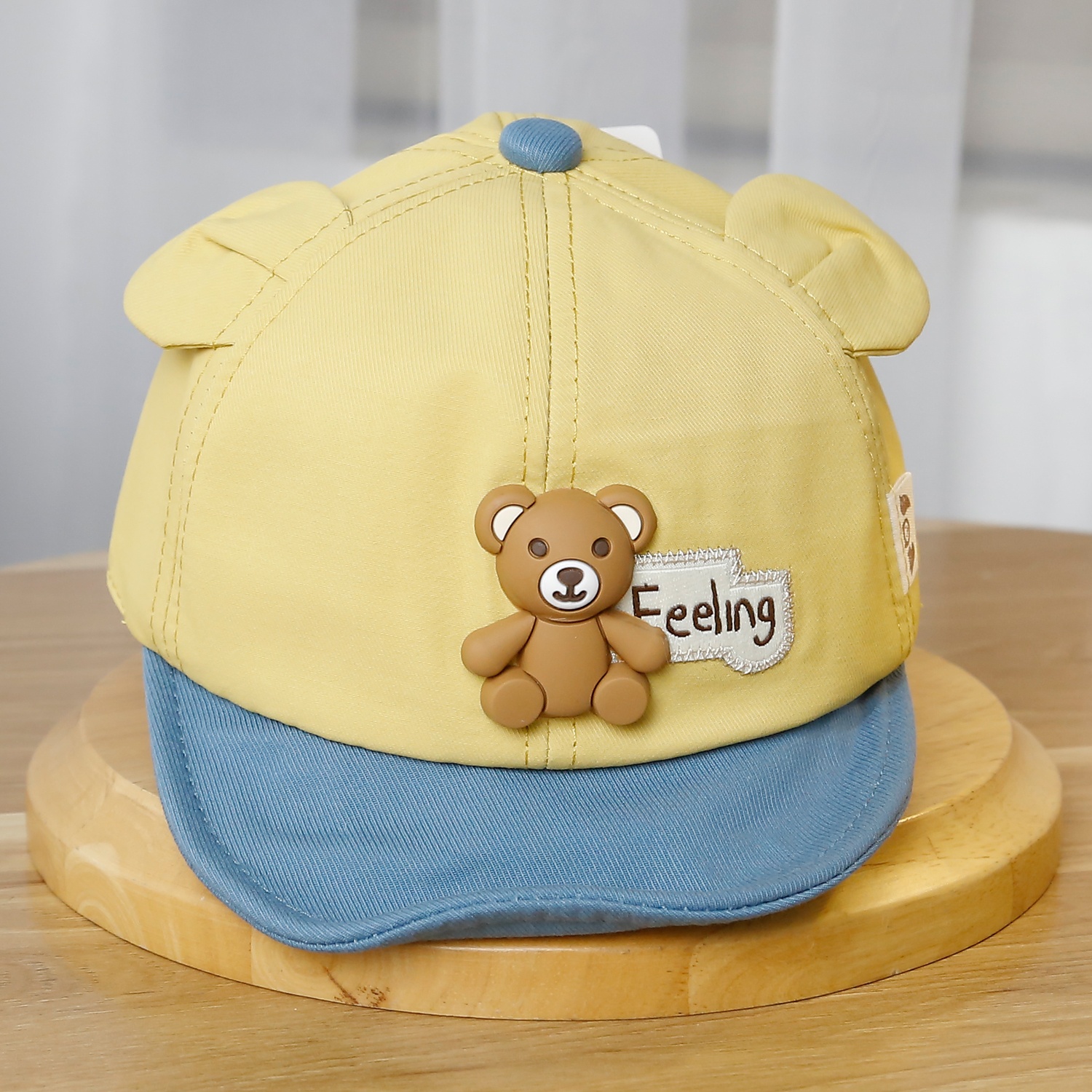 Mũ lưỡi trai KidsPlaza đính gấu 25K-H08 Size 48 (Vàng)