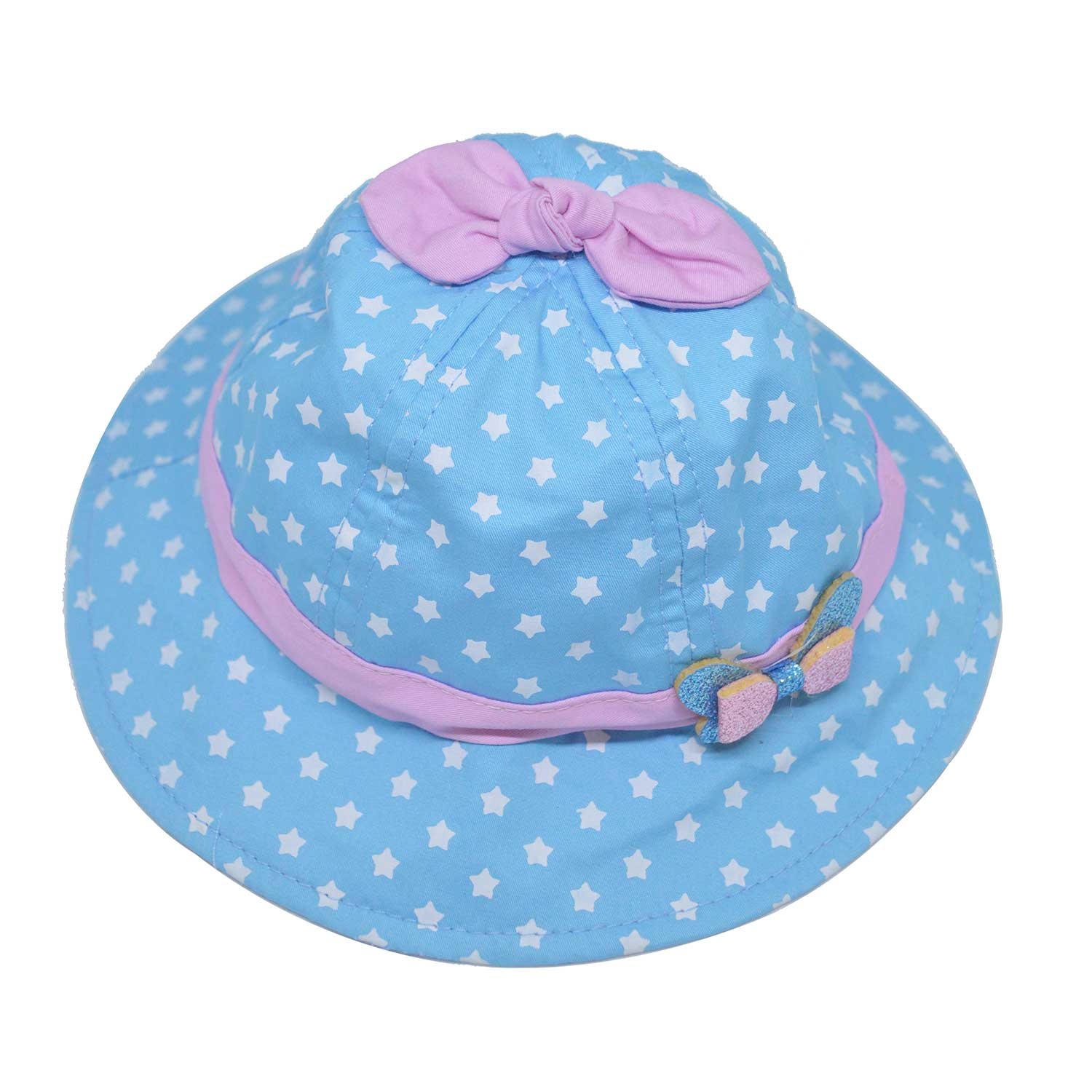 Mũ vành bé gái chấm bi đính nơ hình 3