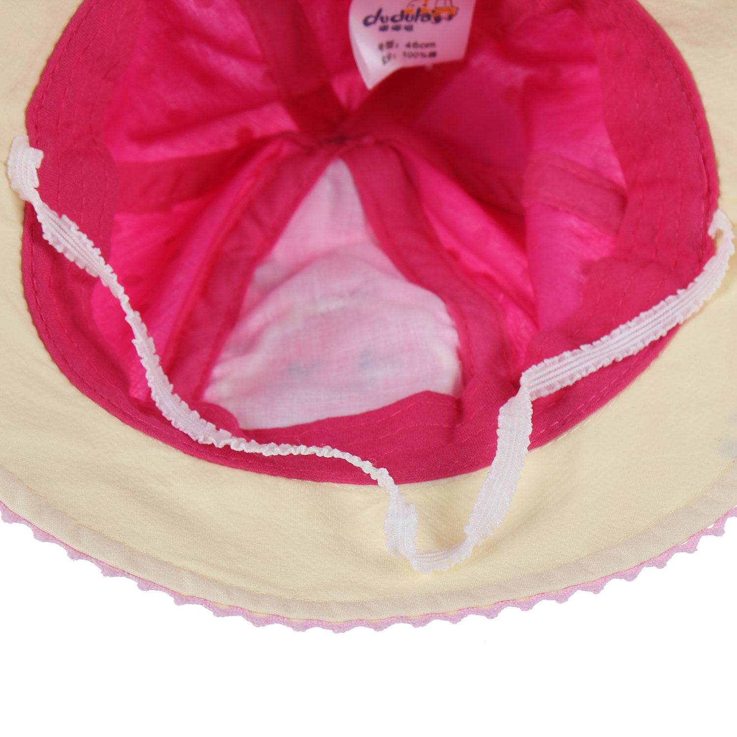 Mũ vành bé gái họa tiết chấm bi thêu hình hình 3