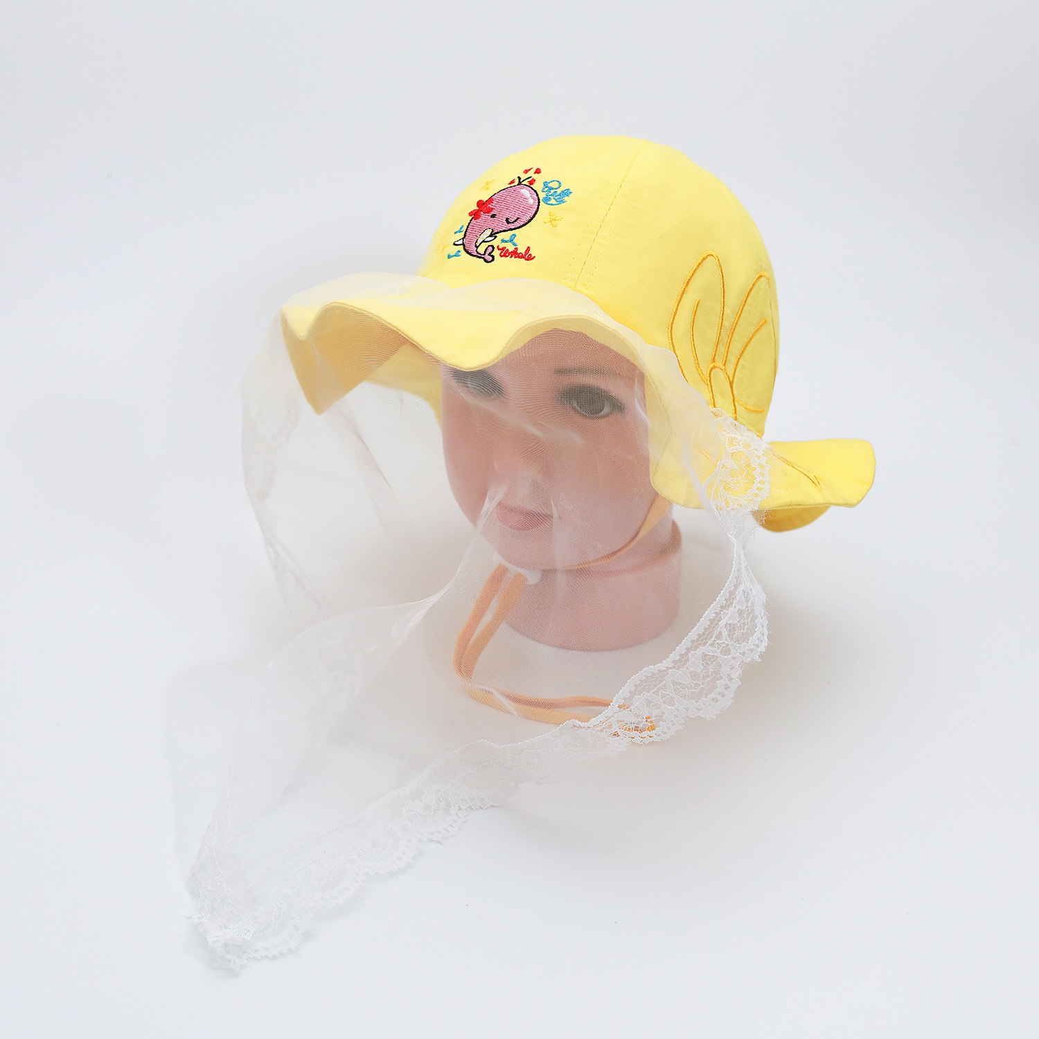 Mũ vành bé gái KidsPlaza phủ voan thêu Cá Voi DN21 hình 1