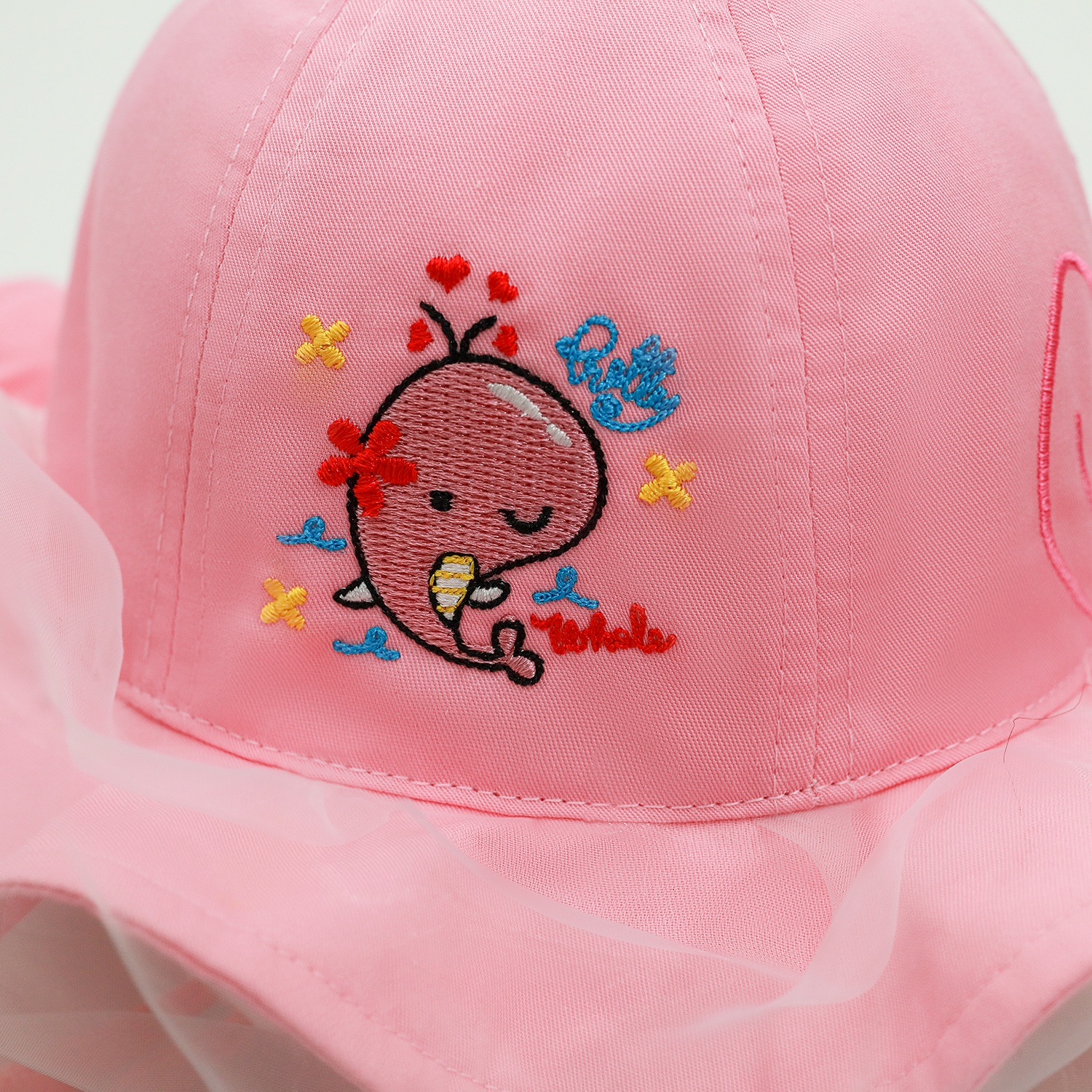 Mũ vành bé gái KidsPlaza phủ voan thêu Cá Voi DN21 hình 2