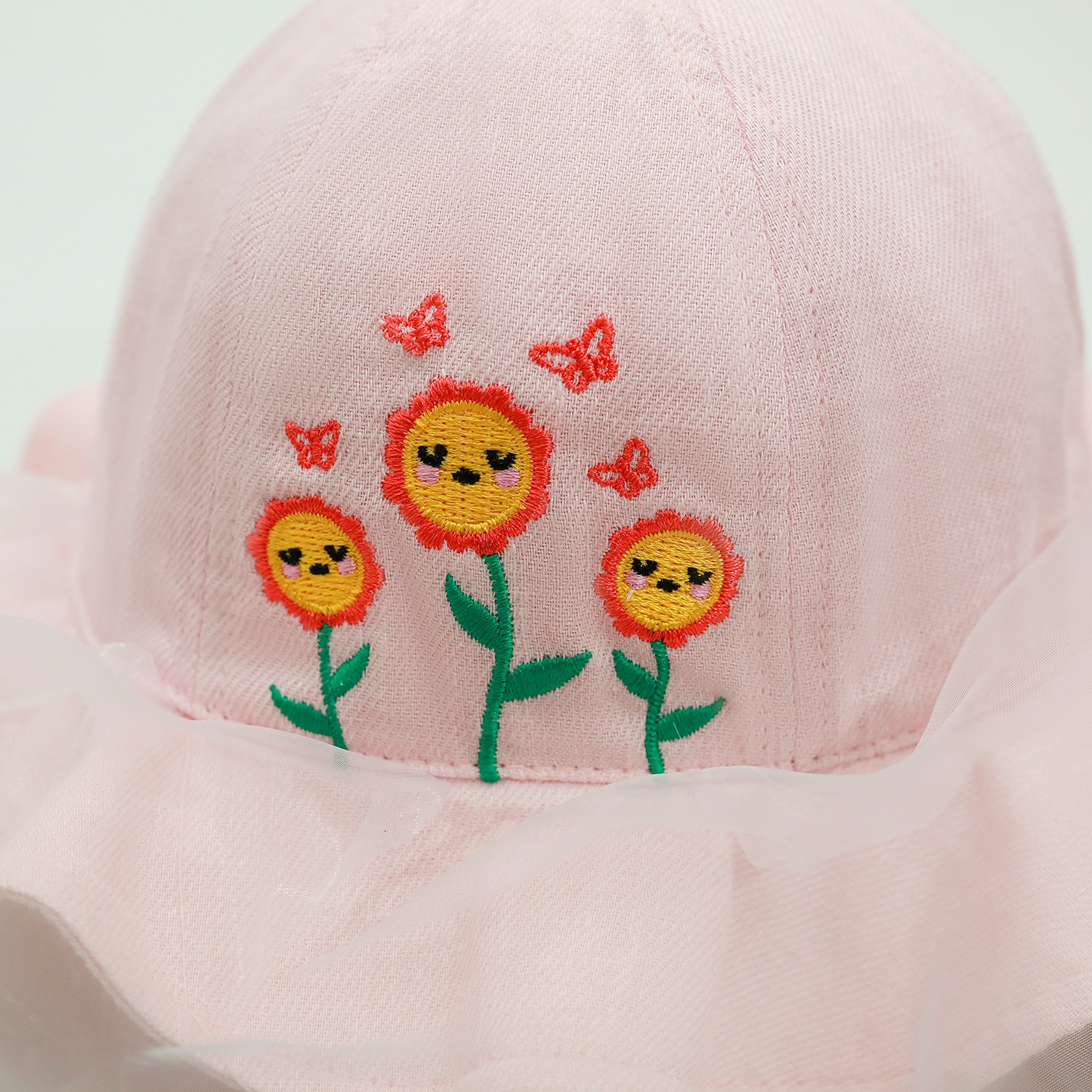 Mũ vành bé gái KidsPlaza phủ voan thêu hoa DN21 hình 3