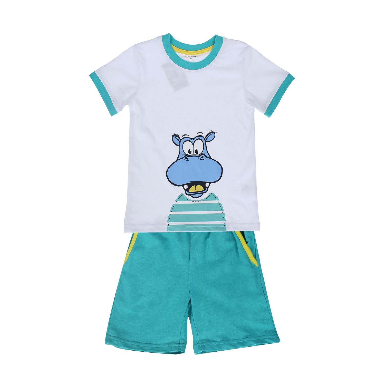 Bộ quần áo cotton in hình hà mã hình 1