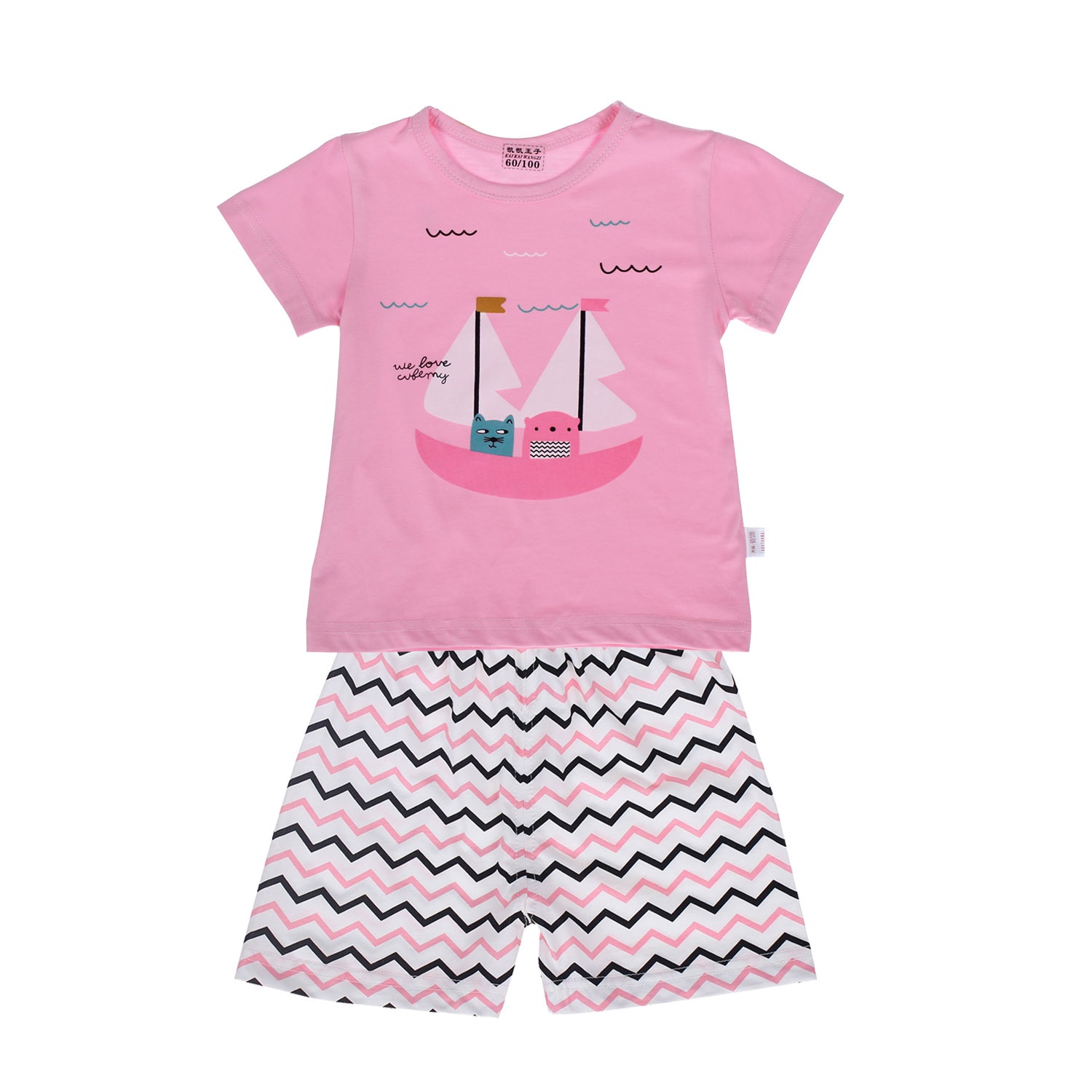 Bộ quần áo cotton Lei in hình chiếc thuyền hình 1