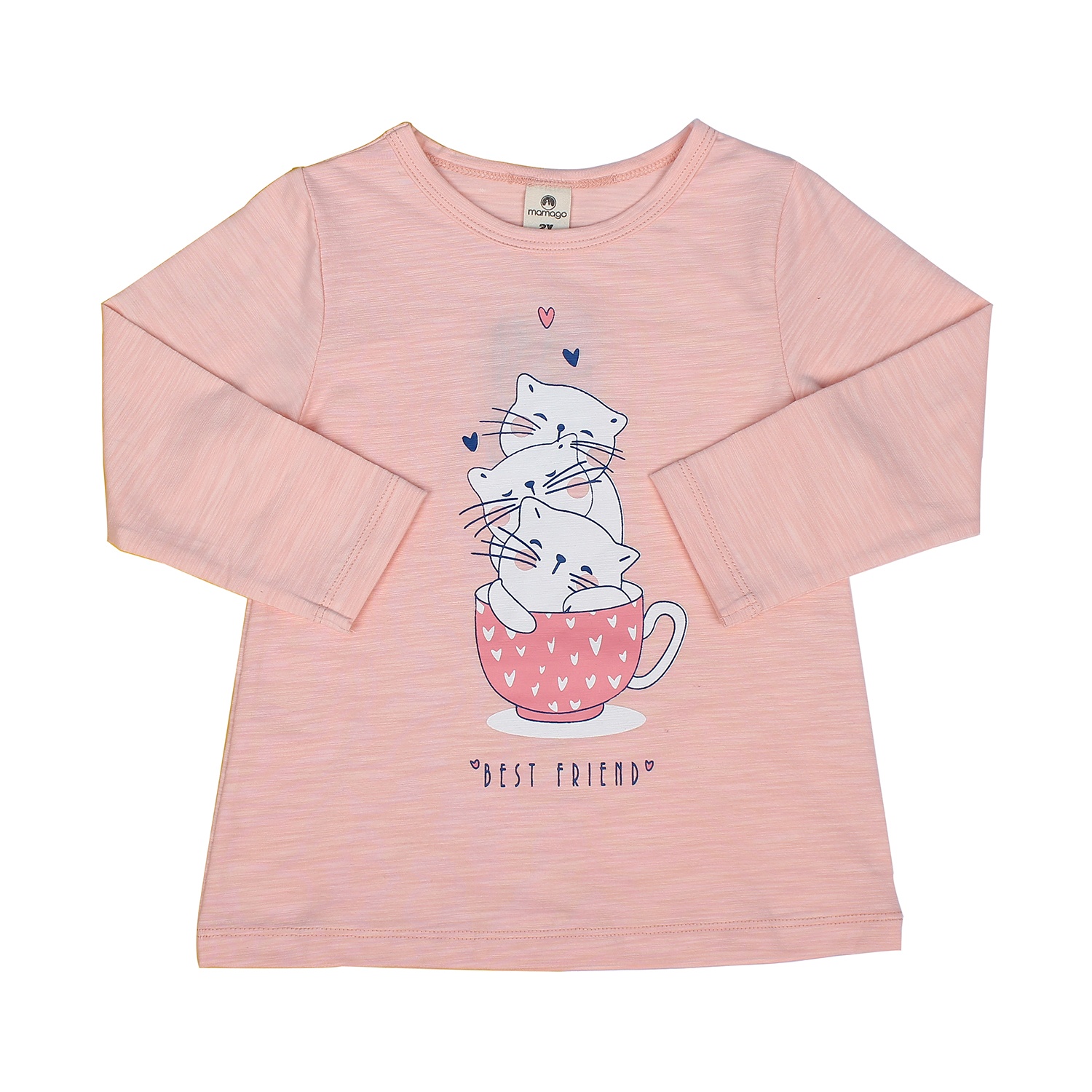 Bộ cotton bé gái in ba chú mèo Mamago M19T hình 2