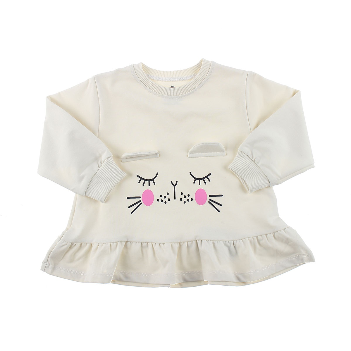 Bộ nỉ da cá bèo gấu in mắt nhắm cho bé gái Mamago HT19D hình 2