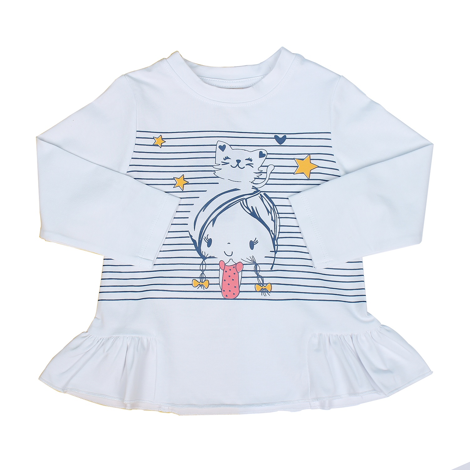 Bộ quần áo bé gái in em bé đội mèo Mamago M19T hình 2