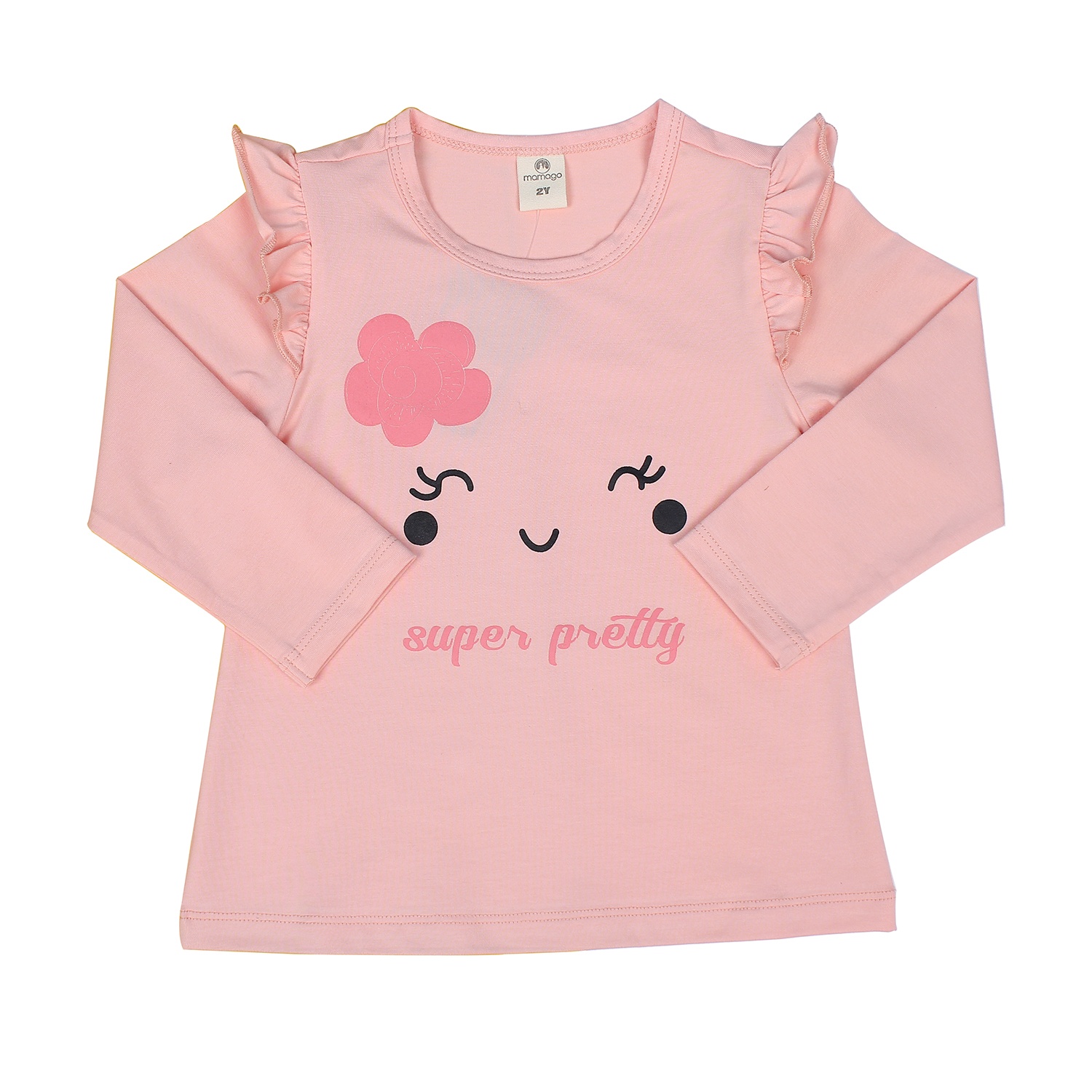 Bộ quần áo bé gái tay bèo in mắt nhắm Mamago M19T hình 3