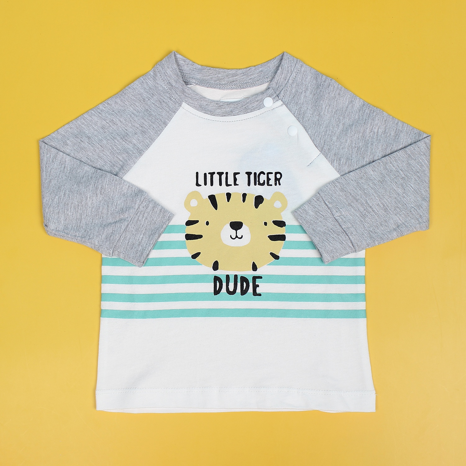 Bộ quần áo bé trai in hình mặt hổ Mamago ND19T (Trắng xanh) hình 2