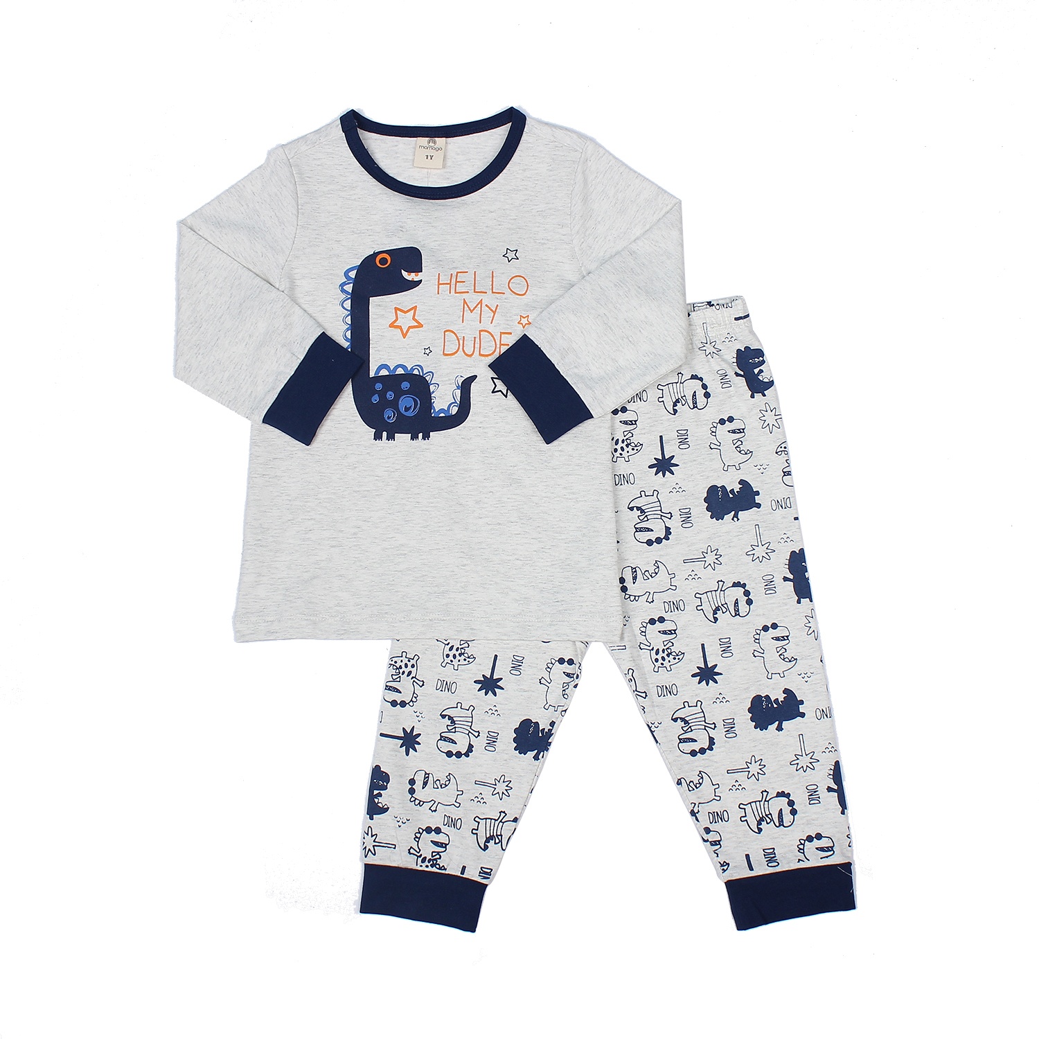 Bộ quần áo cotton dài tay cho bé trai in hình khủng long Mamago M19T hình 1