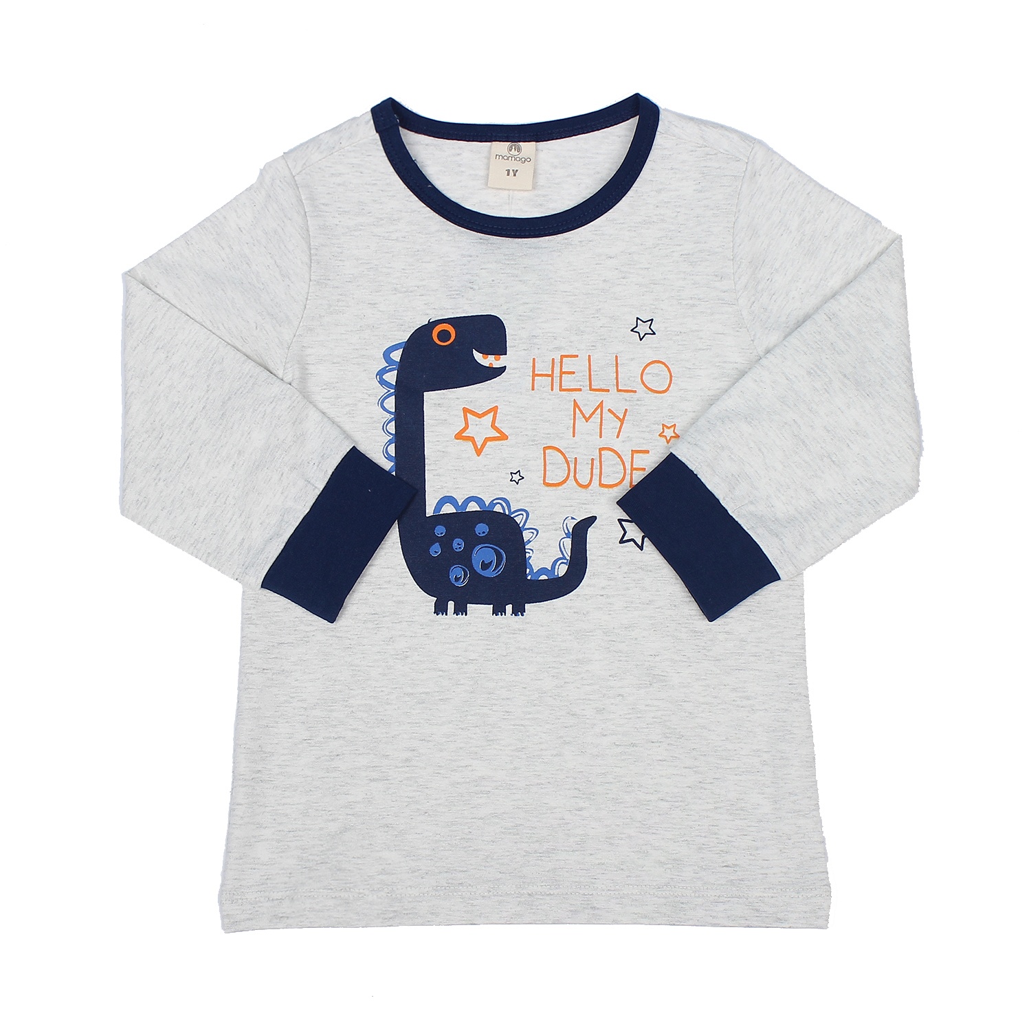 Bộ quần áo cotton dài tay cho bé trai in hình khủng long Mamago M19T hình 2