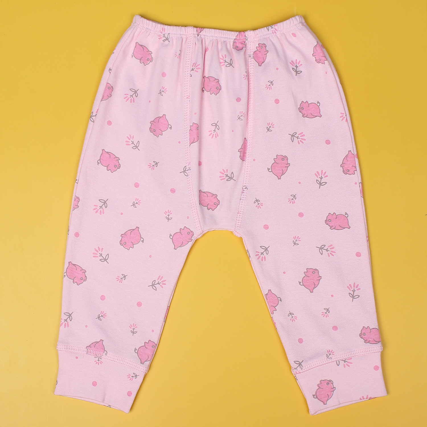 Bộ sơ sinh cài giữa hình chú lợn hồng in tay Mamago NĐ19 (Hồng) hình 3