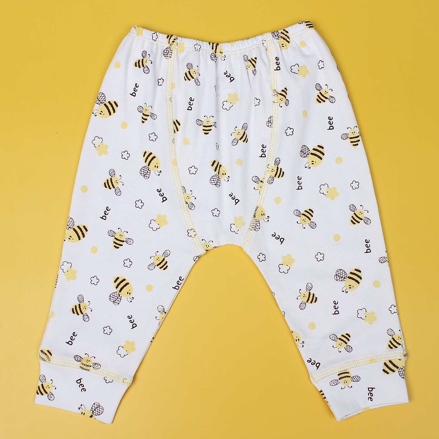 Bộ sơ sinh cài giữa hình chú ong in tay Mamago NĐ19 (Vàng) hình 3