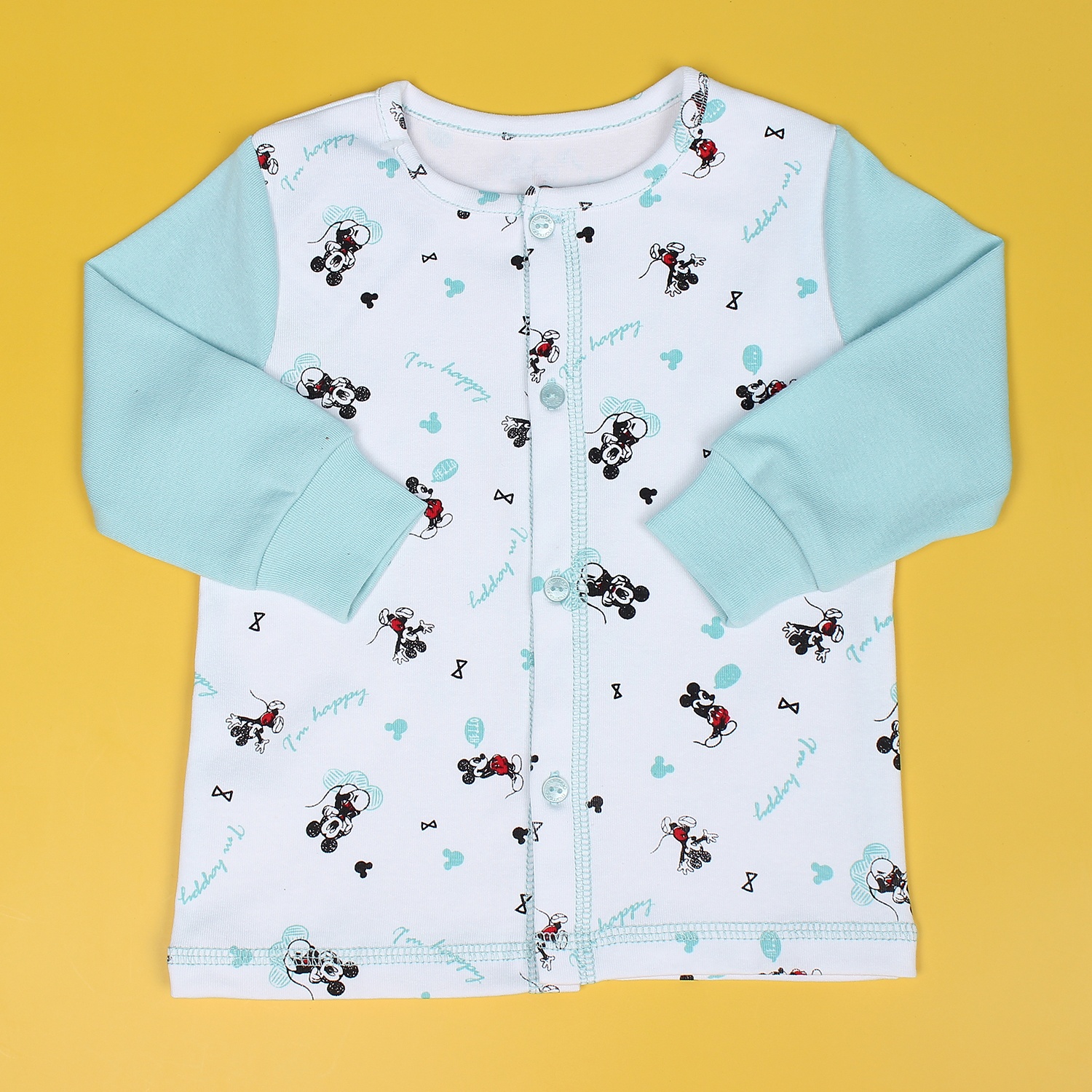 Bộ sơ sinh cài giữa in hình chú chuột Mickey Mamago NĐ19 (Xanh) hình 2