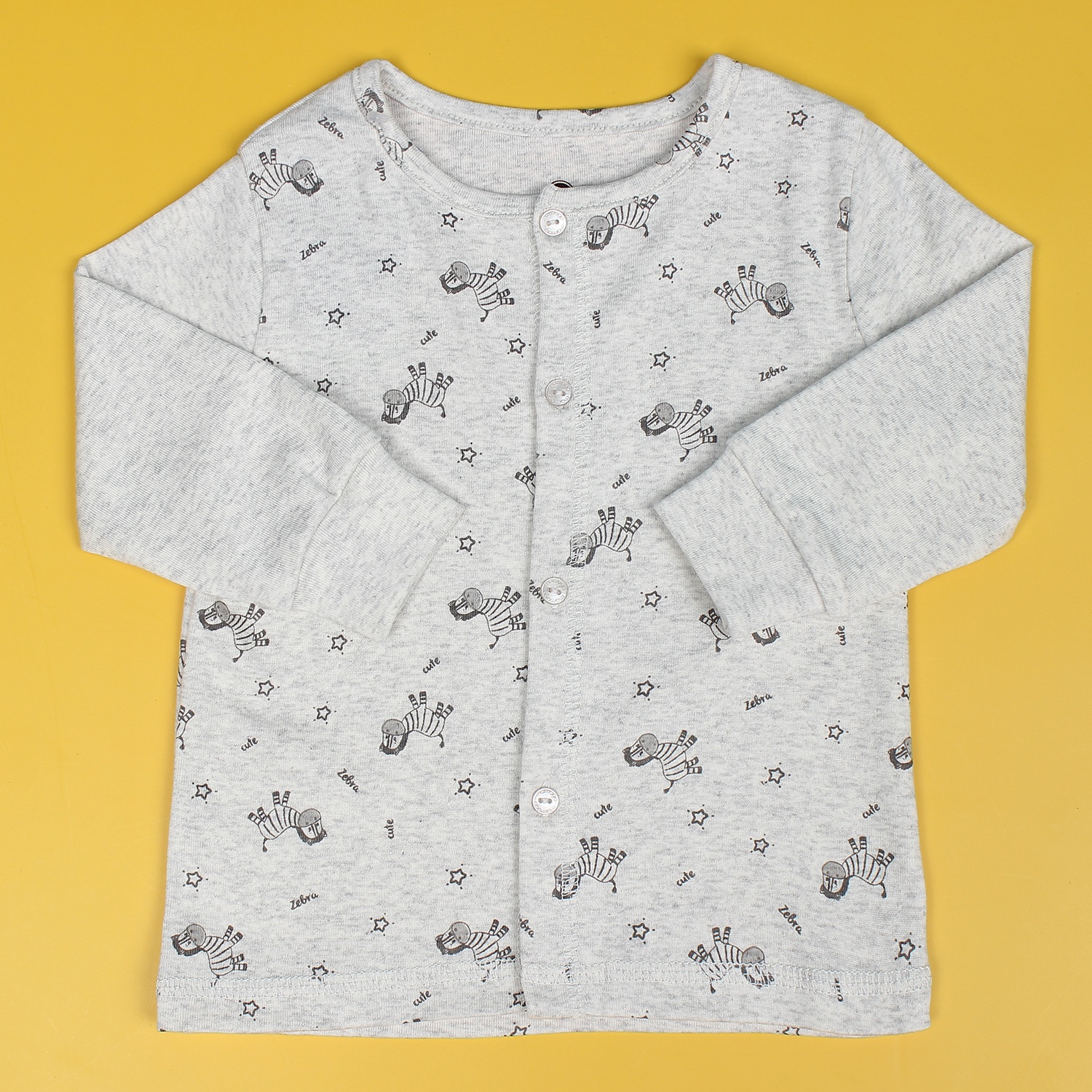 Bộ sơ sinh cài giữa in hình chú ngựa vằn Mamago NĐ19 (Ghi) hình 2