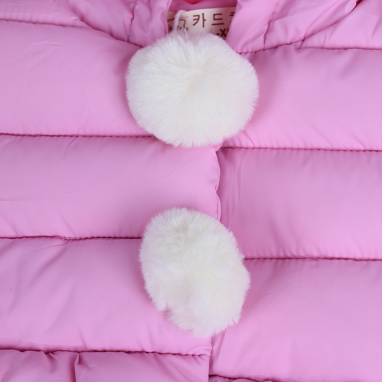 Áo khoác phao bé gái in thỏ hồng hình 4