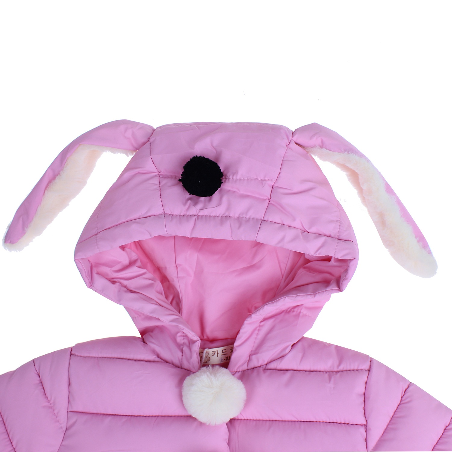 Áo khoác phao bé gái in thỏ hồng hình 2