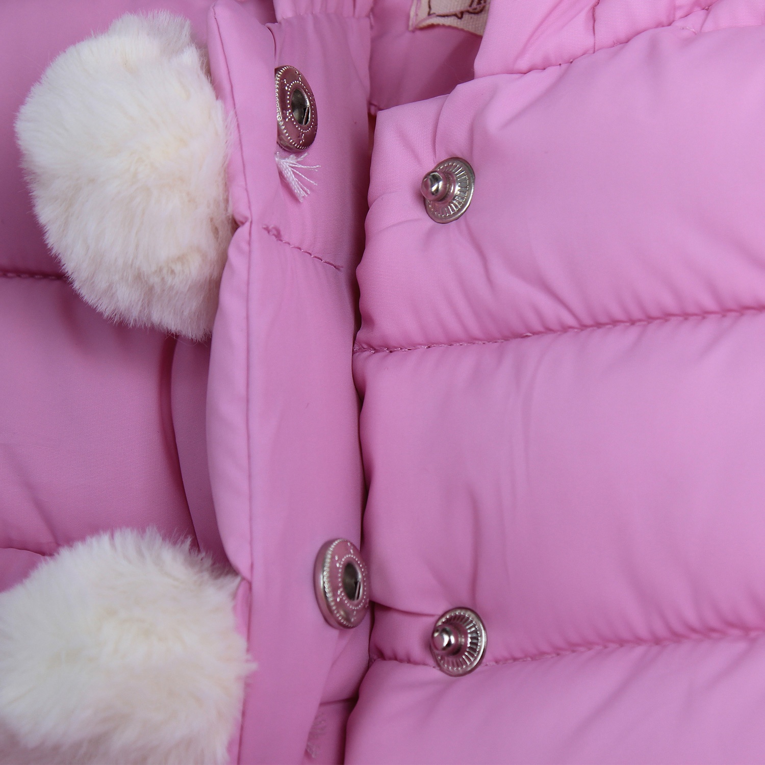 Áo khoác phao bé gái in thỏ hồng hình 3