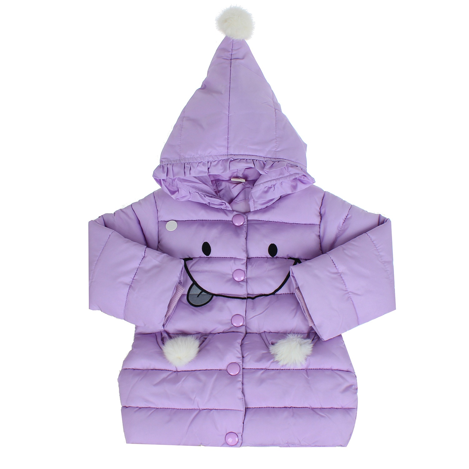 Áo khoác phao bé gái in mặt cười HTKids hình 1