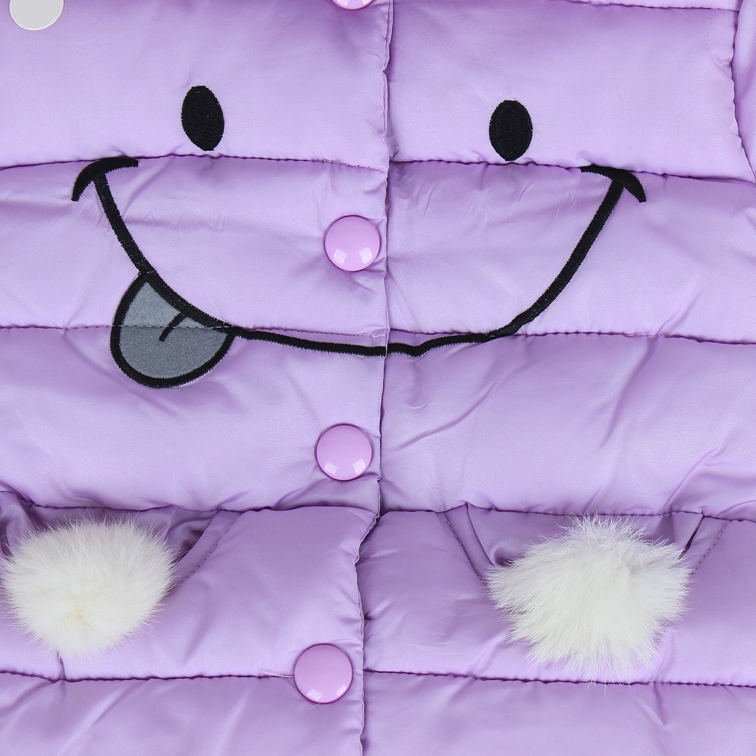 Áo khoác phao bé gái in mặt cười HTKids hình 3