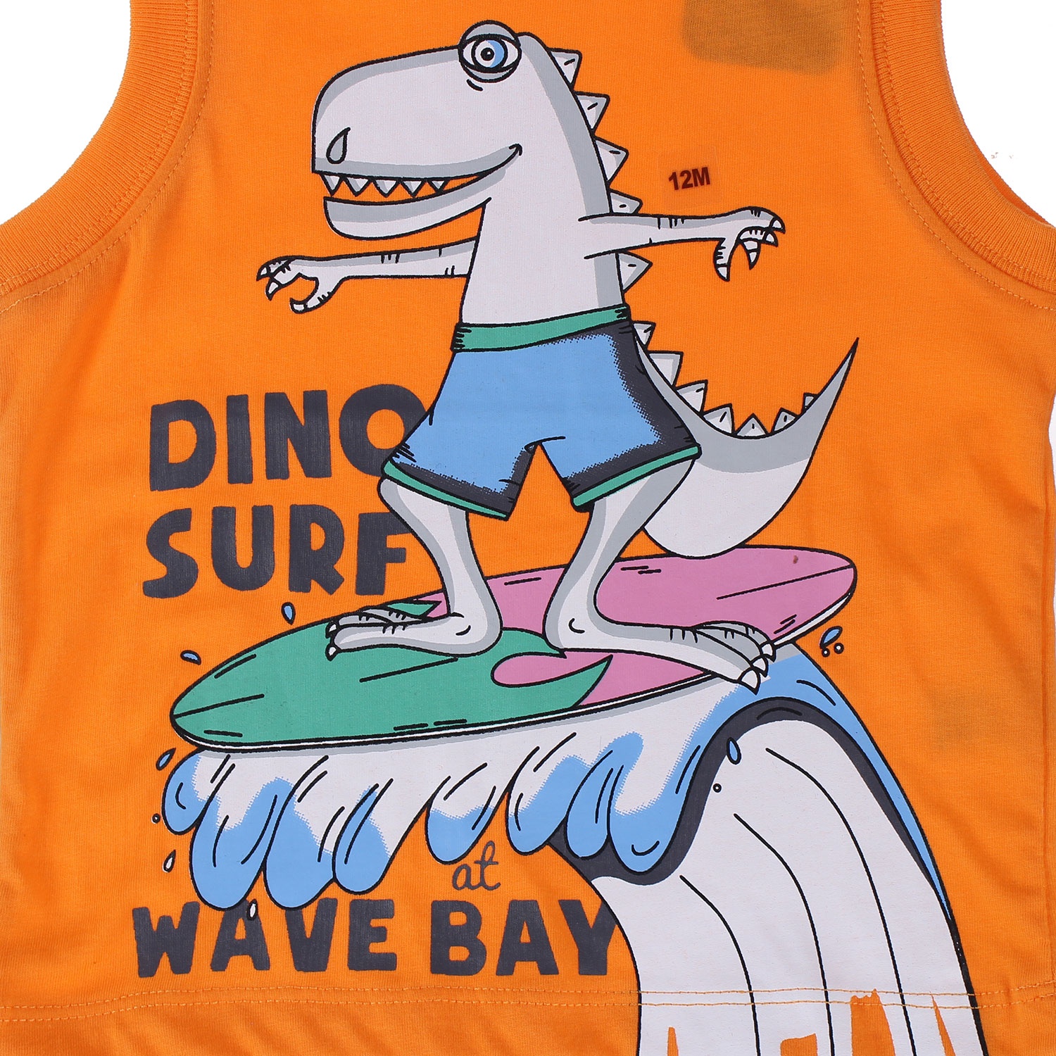 Áo ba lỗ in hình khủng long màu cam hình 3