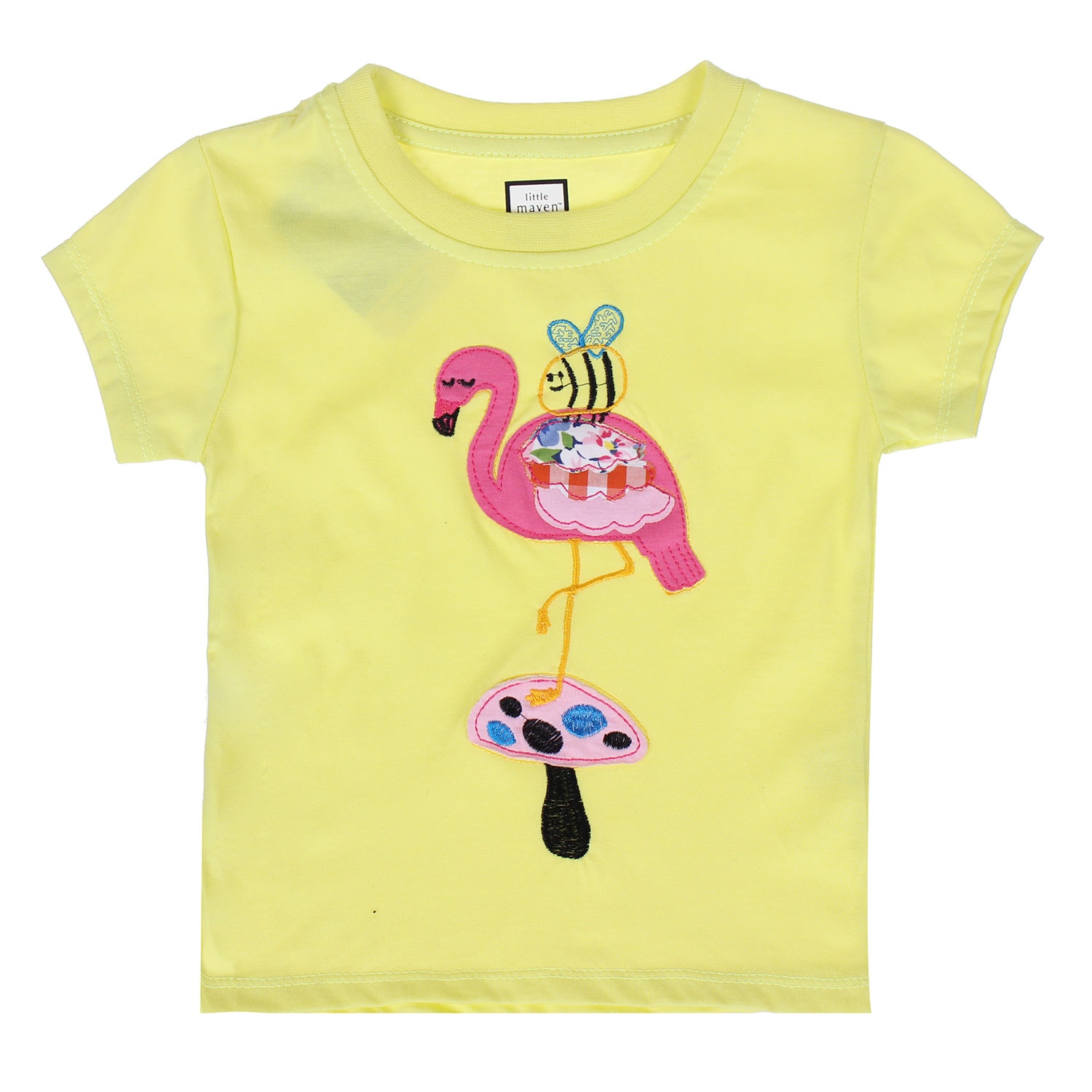 Áo cộc tay bé gái in hình chú hạc hồng hình 2