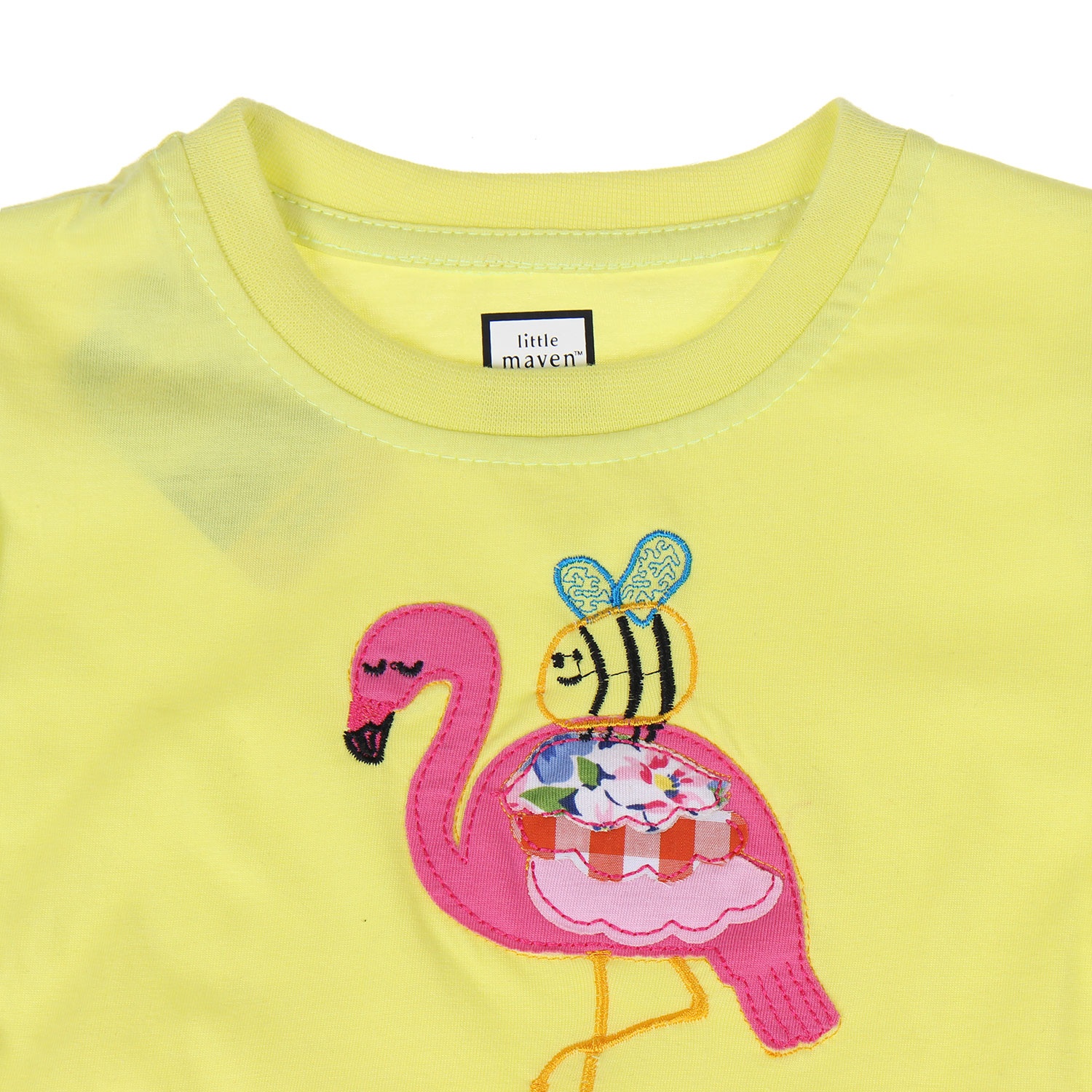 Áo cộc tay bé gái in hình chú hạc hồng hình 1