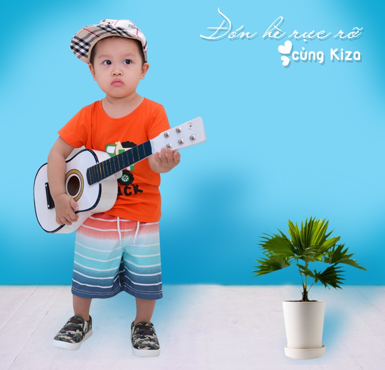 Áo cộc tay bé trai Kiza in hình xe tải (màu cam) hình 2